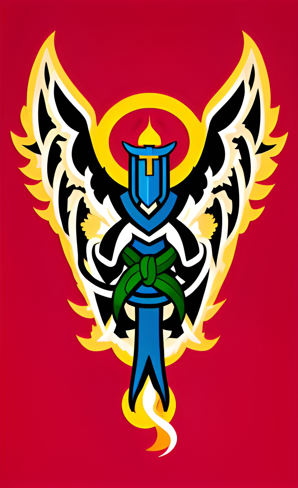 simple outline, simple symbol, simple icon, angel, good, holy, dragon, serpent, flaming cherubim preview