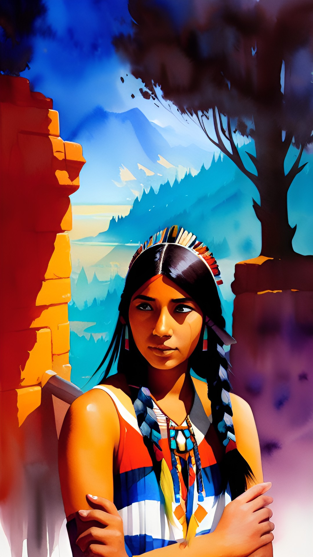 dreamy native american woman tribal abstract preview