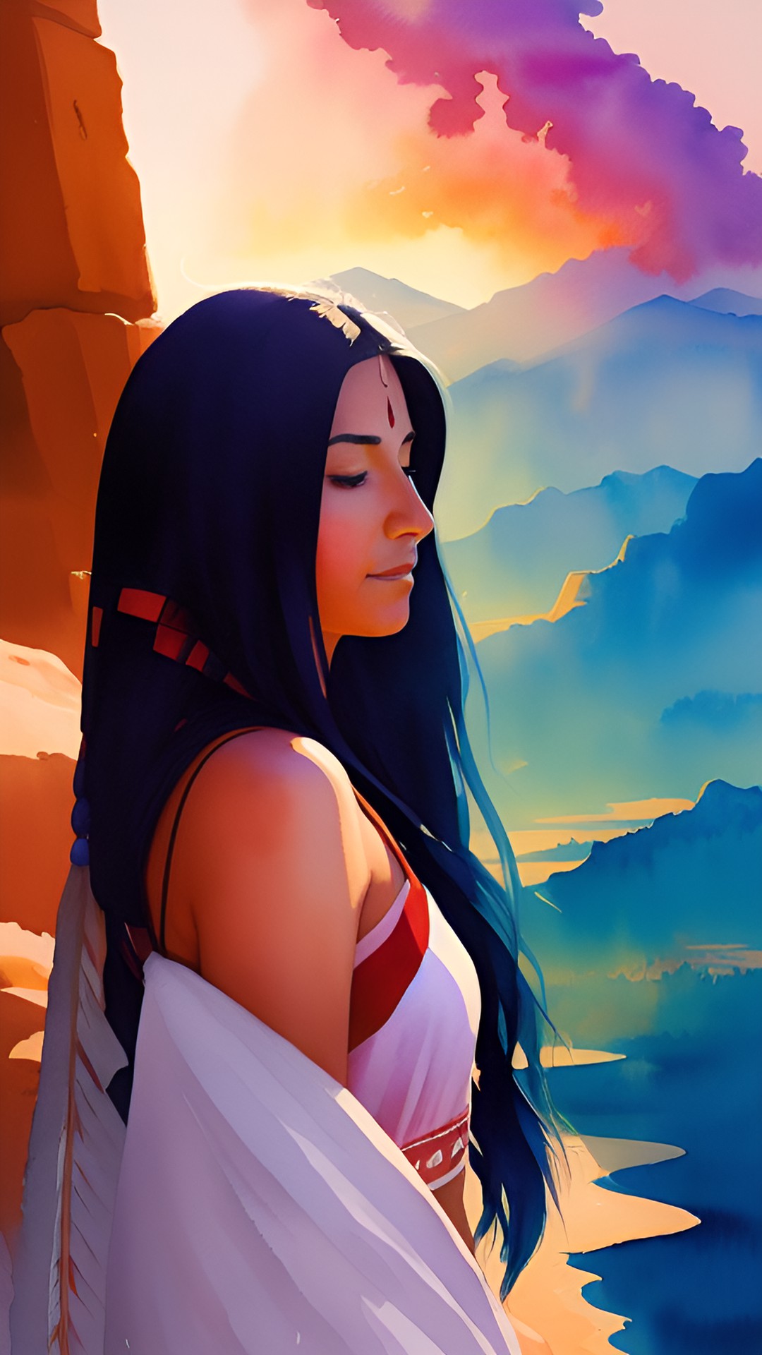 native american woman dreamy angelic preview