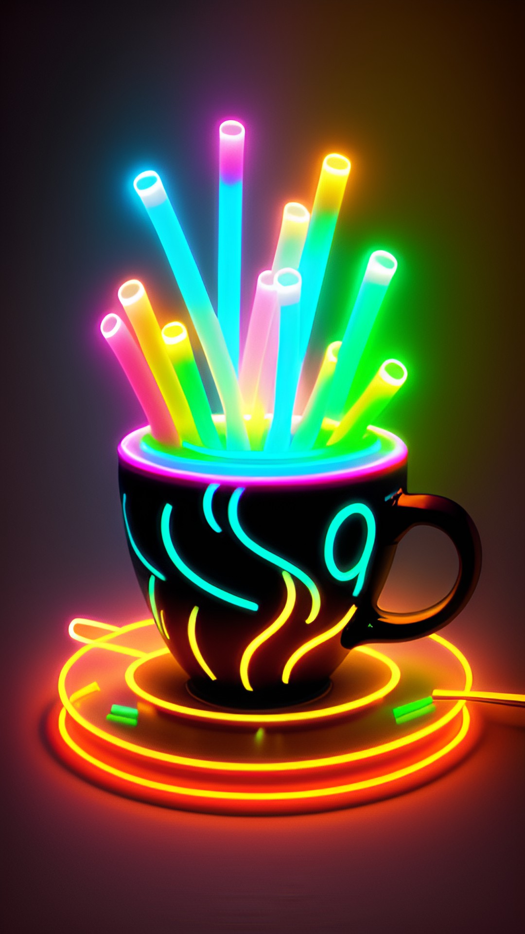 EmergingIllumination - a cup of coffee made of glow sticks preview