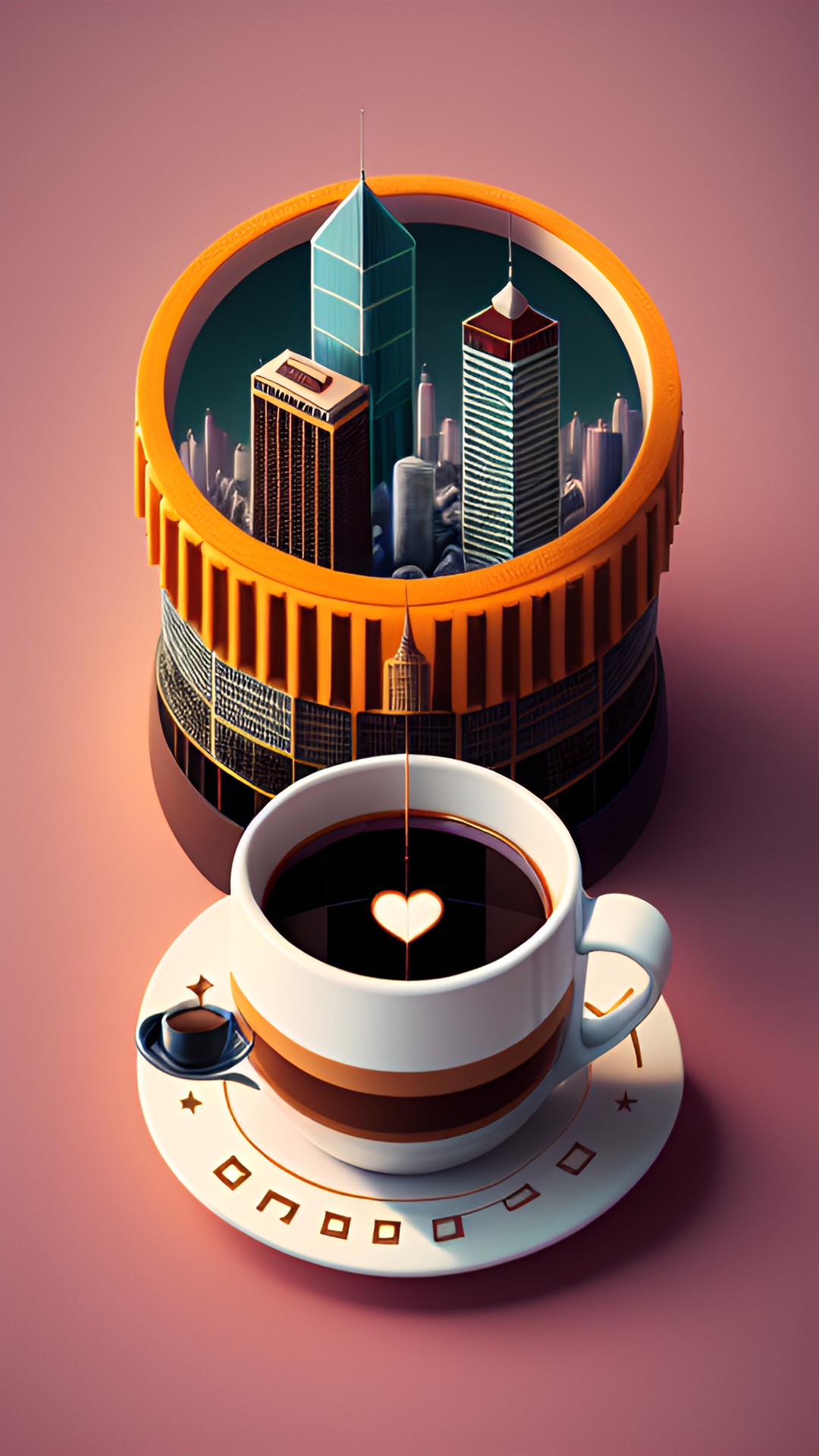 Skyline Brewers - city buildings forming a ring around a small cup of coffee preview