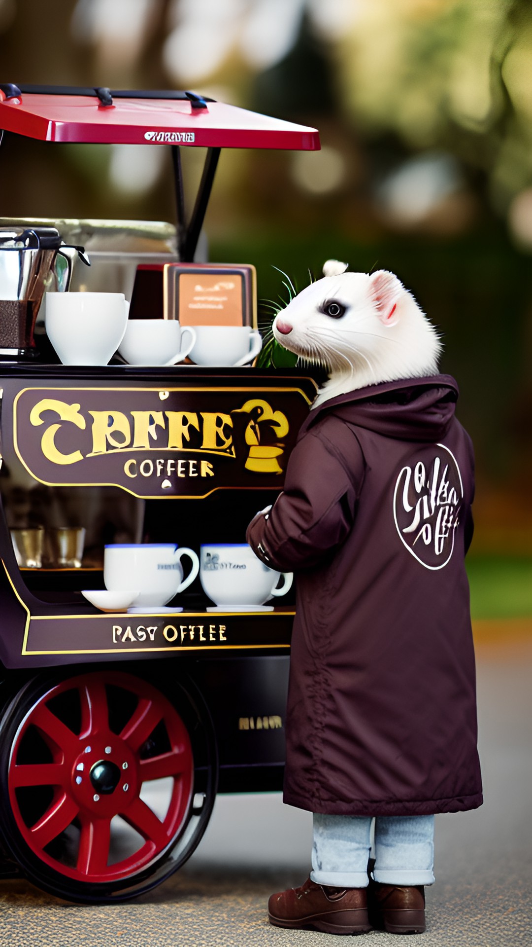 Coffee Ferret Cart! - a ferret selling coffee from a cart preview