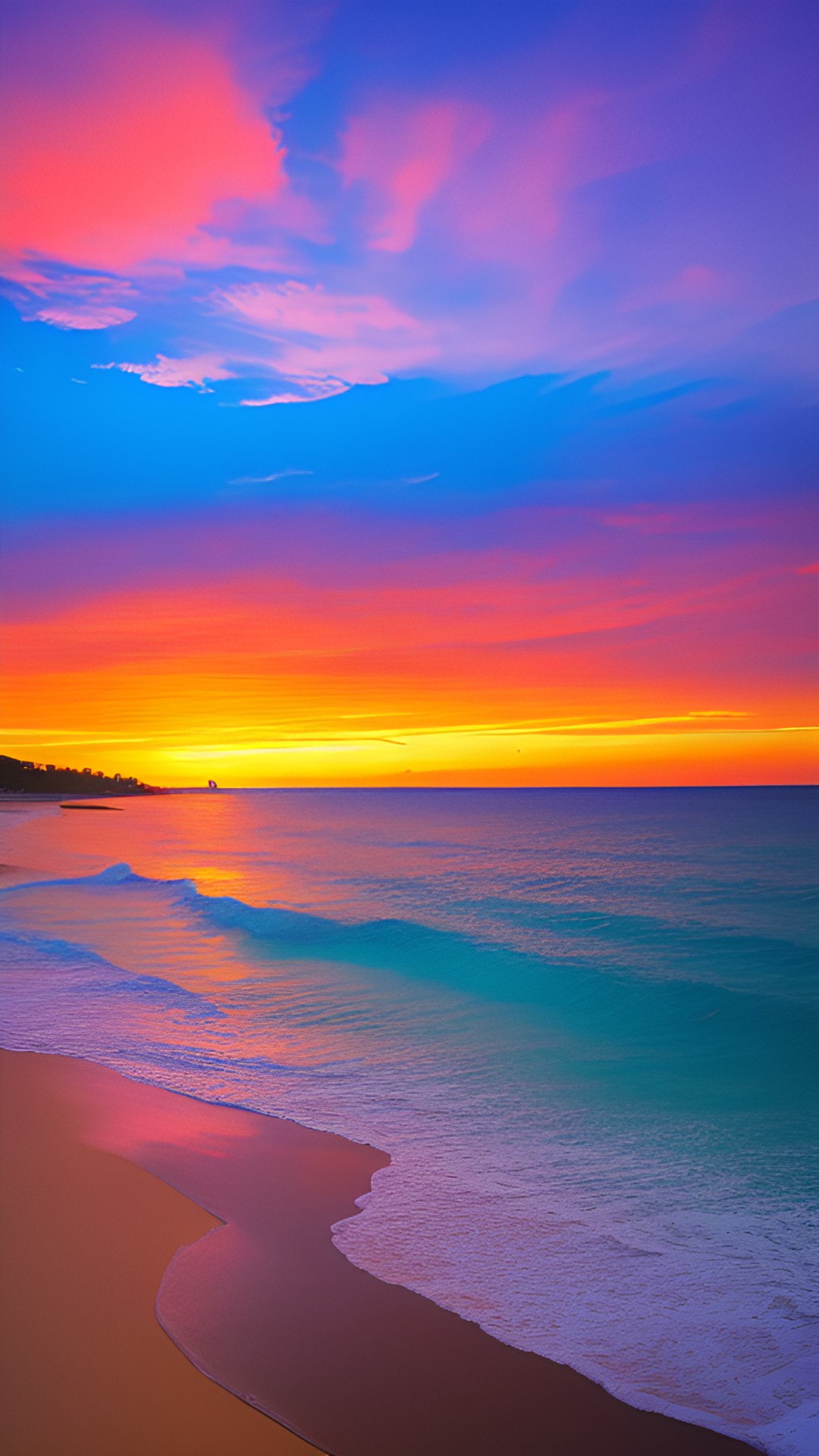 a serene beach with a colorful sunset preview