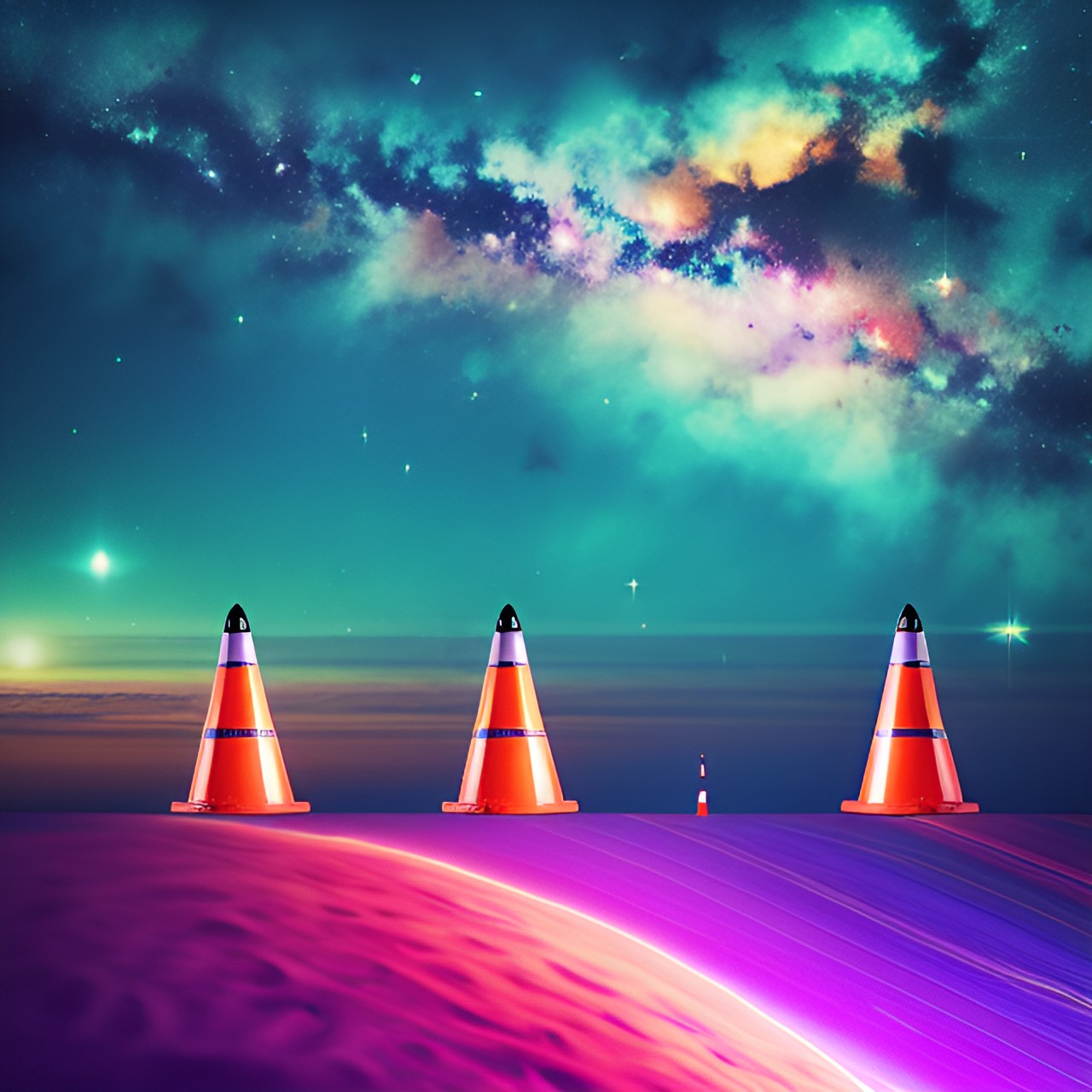 space cone - orange traffic cone space galaxy stars planets ufo  purple planets stars orange cone ufo cones ufo stars preview