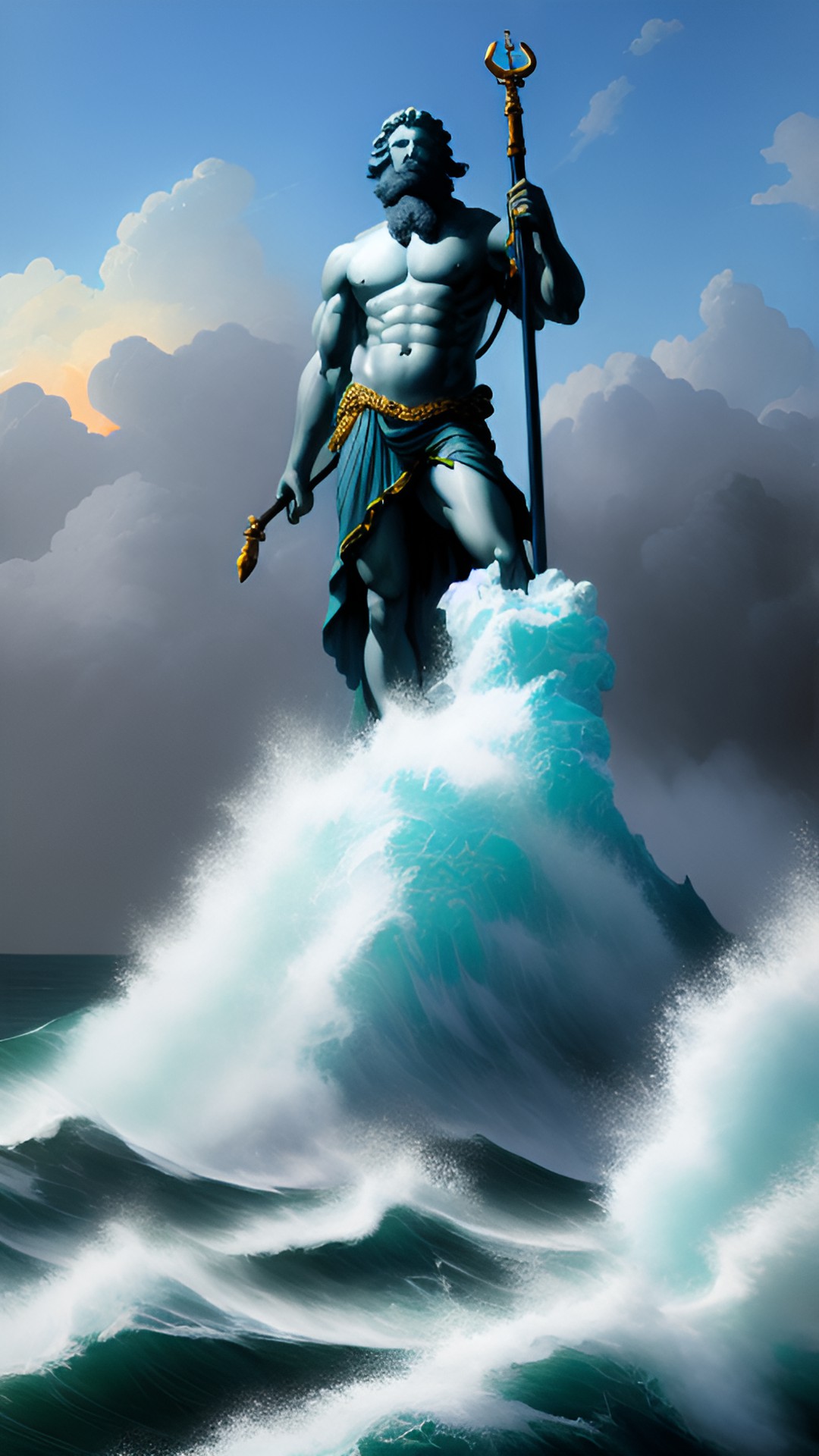 hyperrealism,
poseidon,
aivazovsky style, 
8k preview