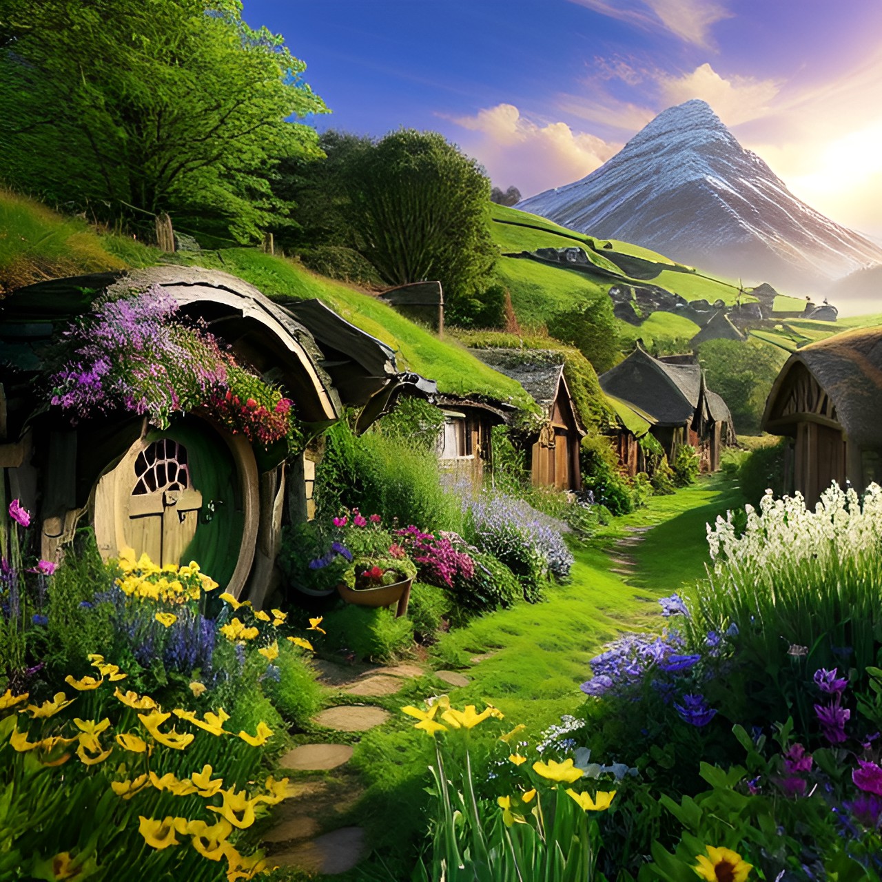 Misty Mountain Cold - the shire, hobbit village in bloom of spring preview