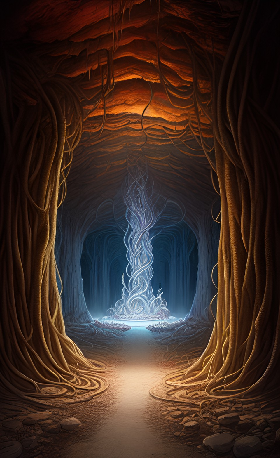 Forest of the Old One - underground temple eldritch statues monumental cave tentacles preview