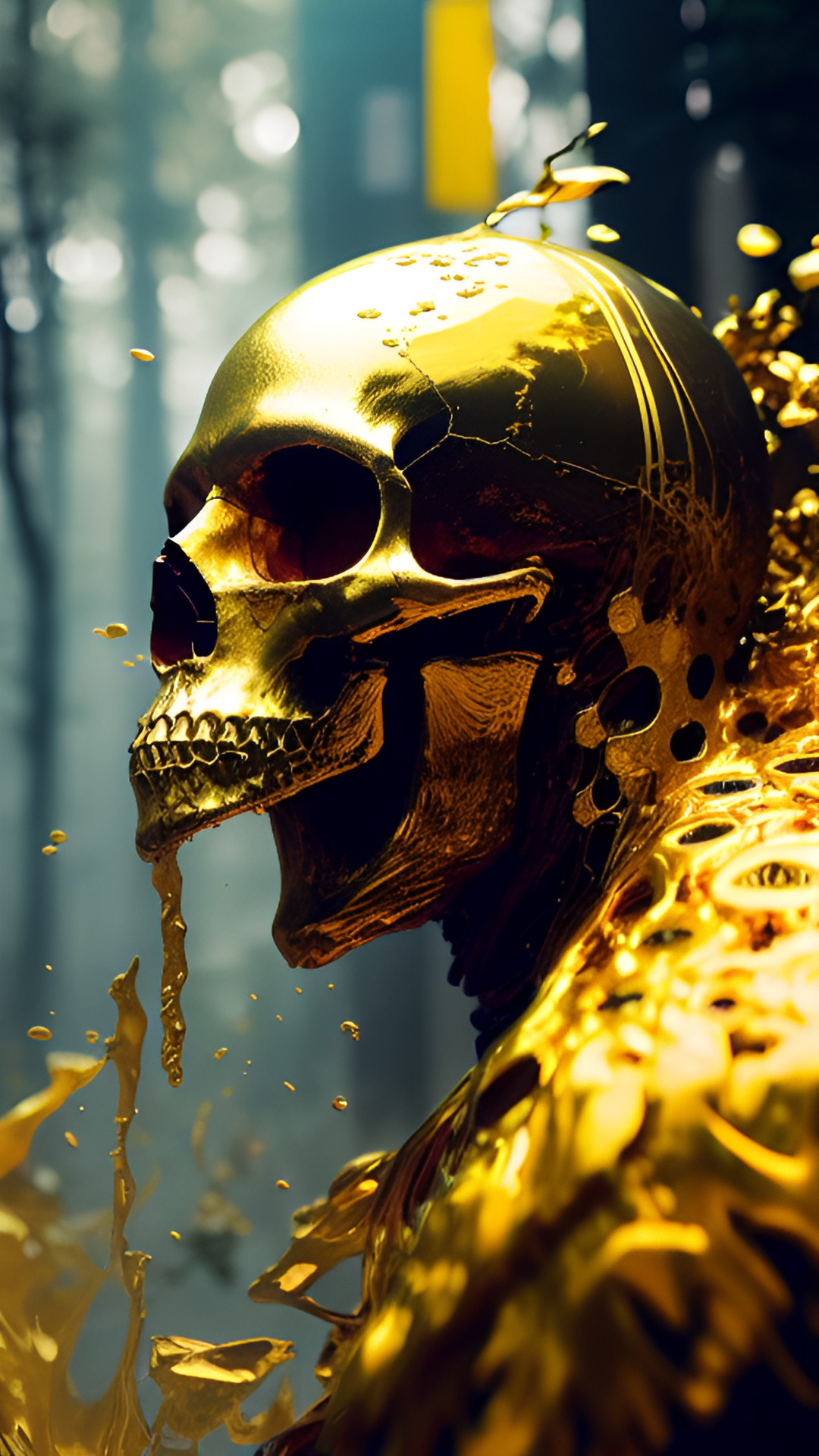 skull made of liquid gold. preview