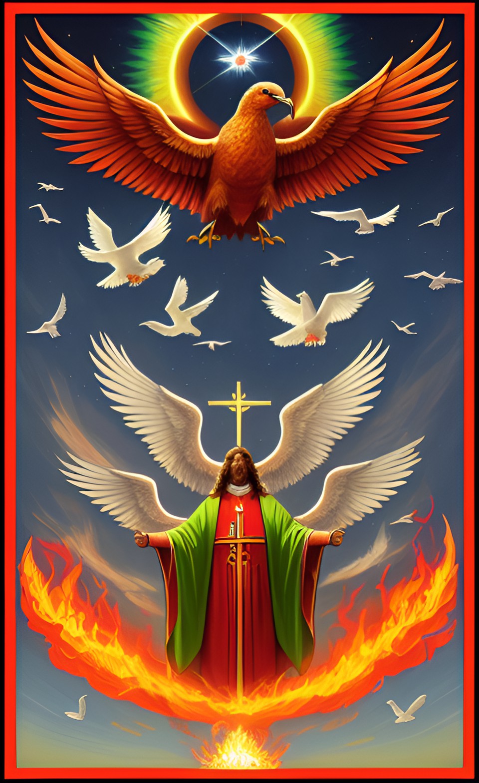 cherubim, flaming with holy love, holy spirit, dove, birds are dinosaurs, holy serpent preview