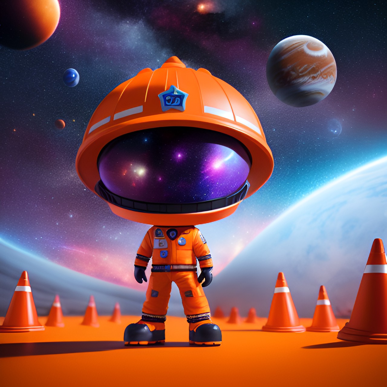 space cone - orange traffic cone space galaxy stars planets ufo purple planets stars queen castle ufo preview