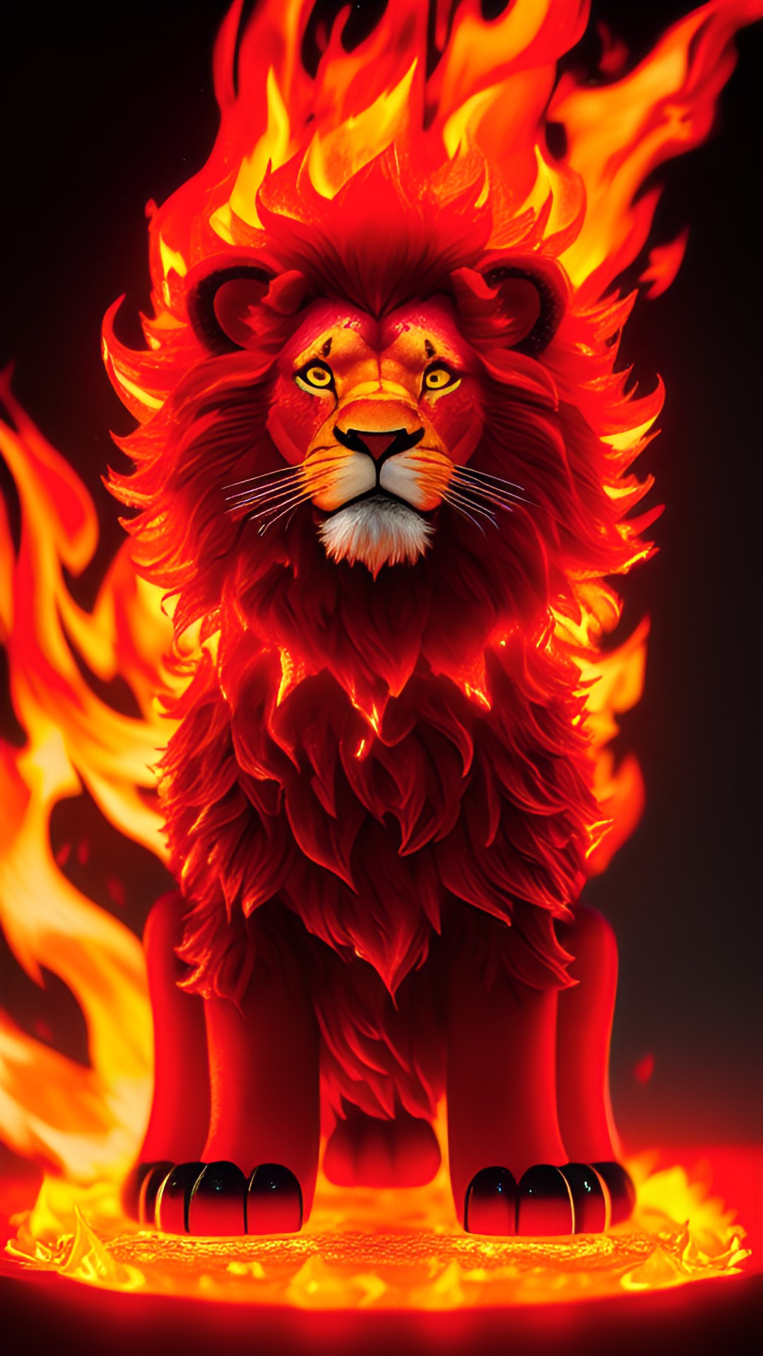 King - lion made of swirling red flames preview