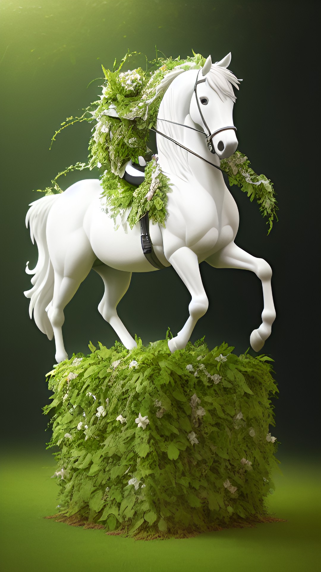 Bali - white horse made of vines and plants preview