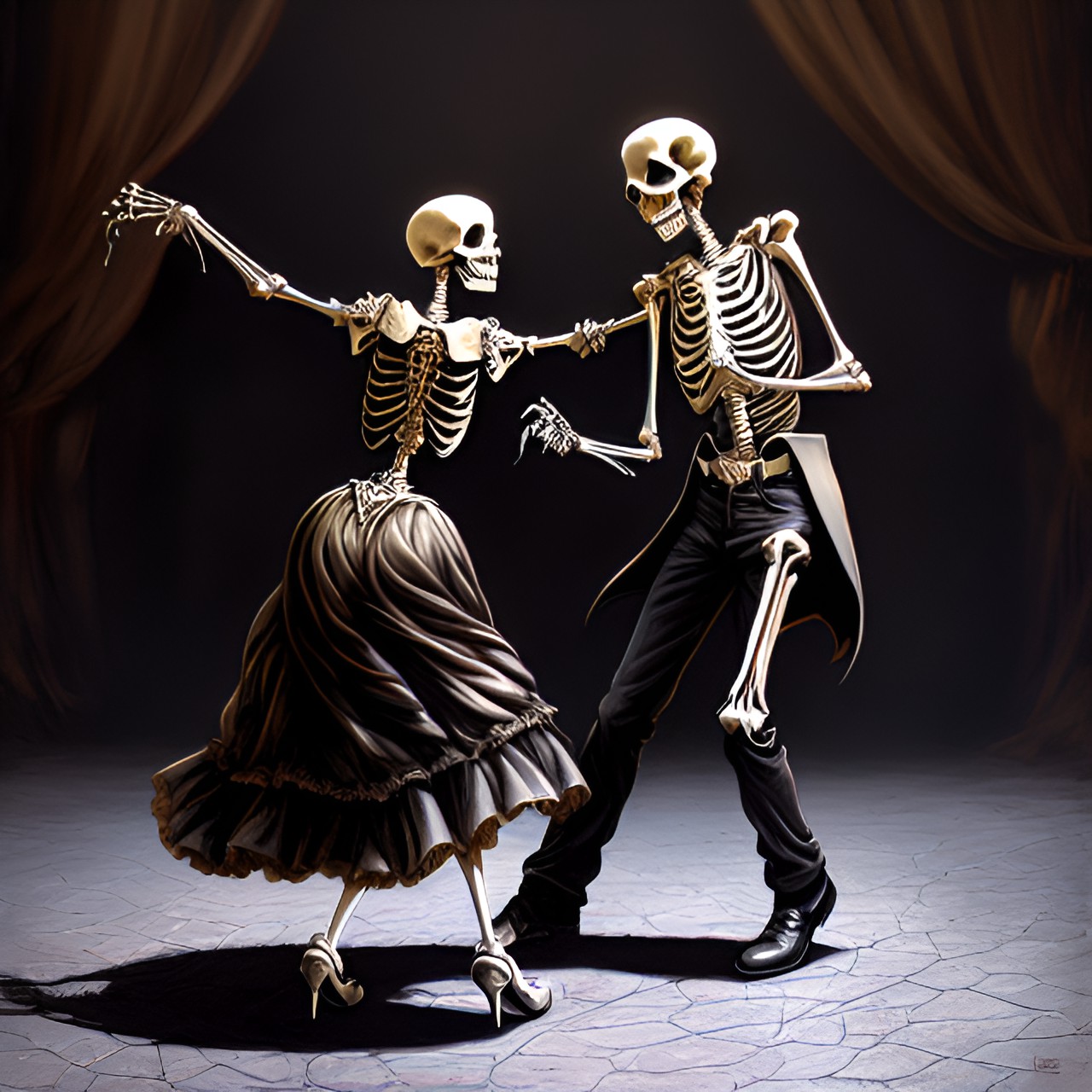 skeleton couple dancing with the correct amount of fingers preview