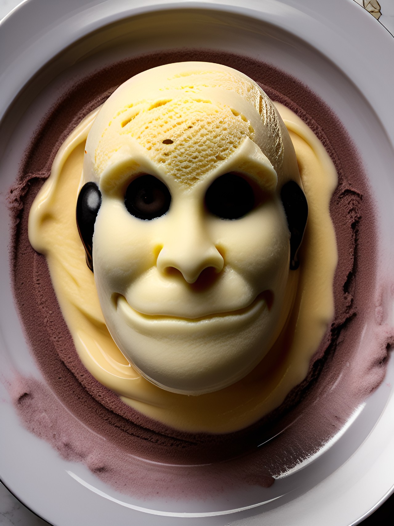 scary human face made of sorbet ice cream, $split,3d,fingers$ preview