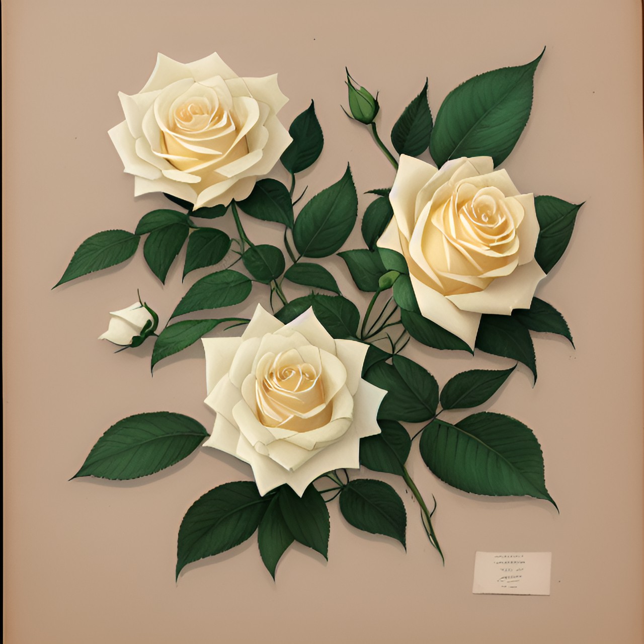 vintage botanical drawing of white roses on aged paper, pastel colours, paul gervais, sublime preview