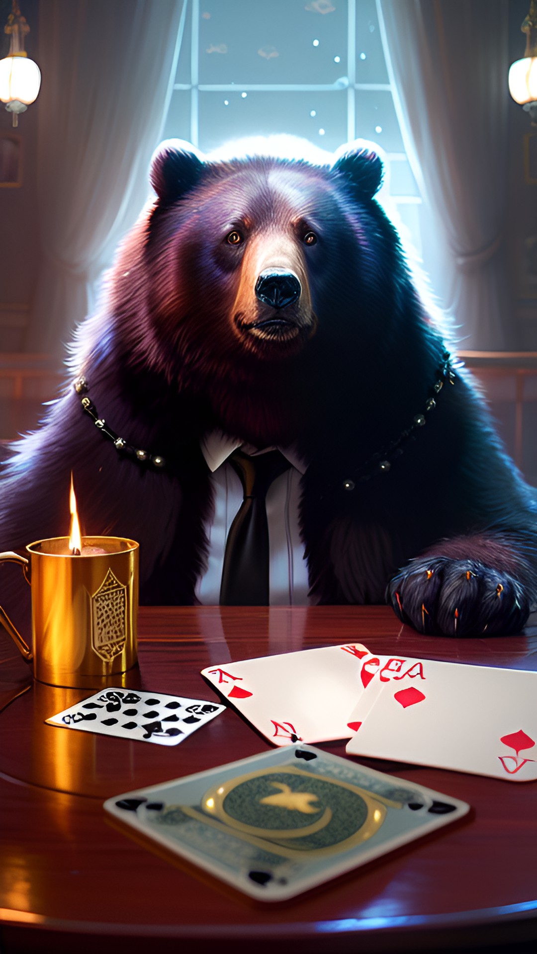 bear with pearls and deck of cards preview