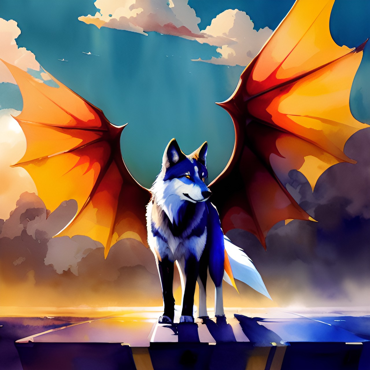 wolf with dragon wings preview