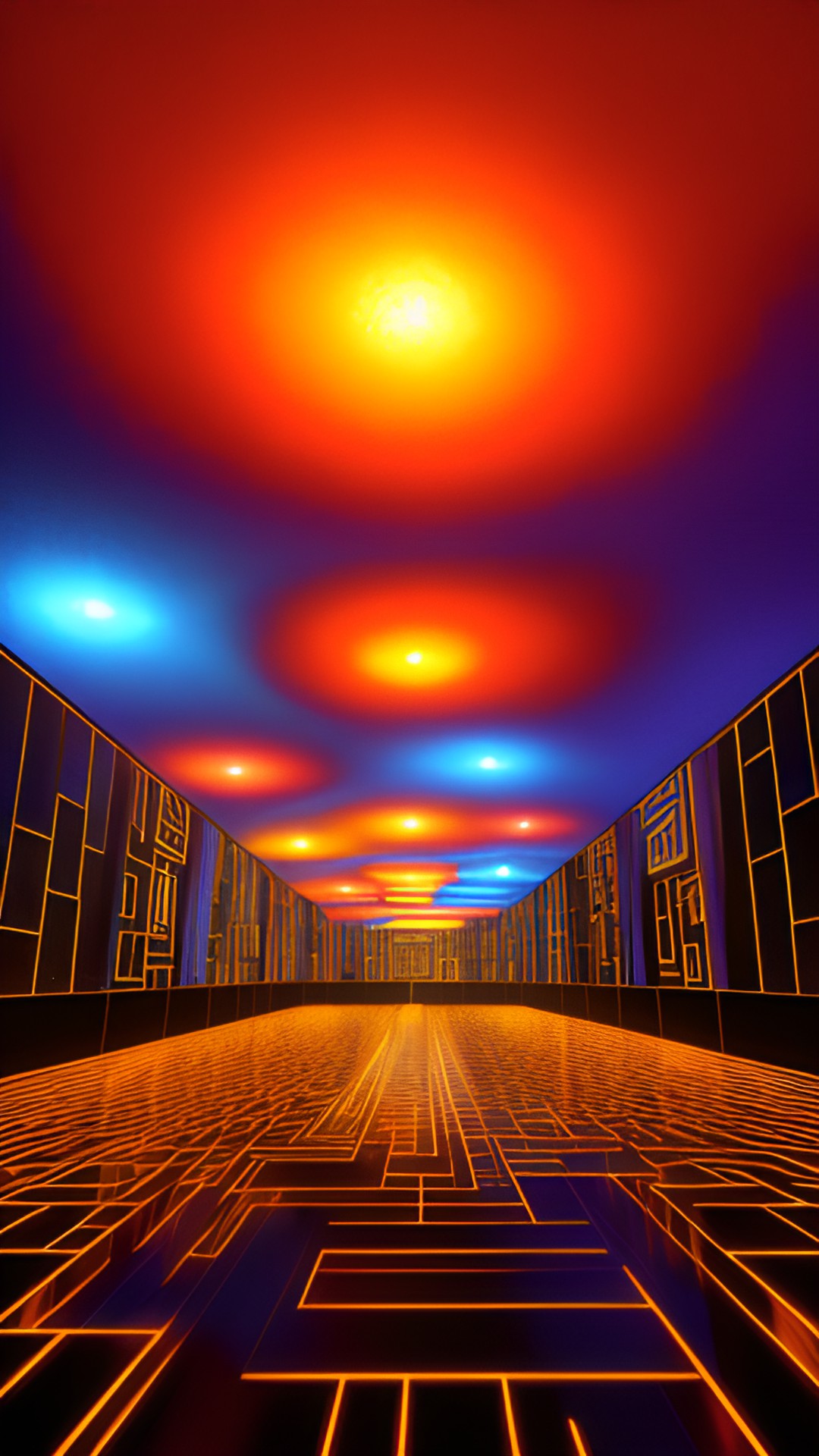 another dimension - mirror maze, a dark blocks room with lights shining, in the style of computer art, light bronze and orange, 32k uhd, dreamscape portraiture, light-filled scenes, spiritual dimensions, magewave, floating blocks preview