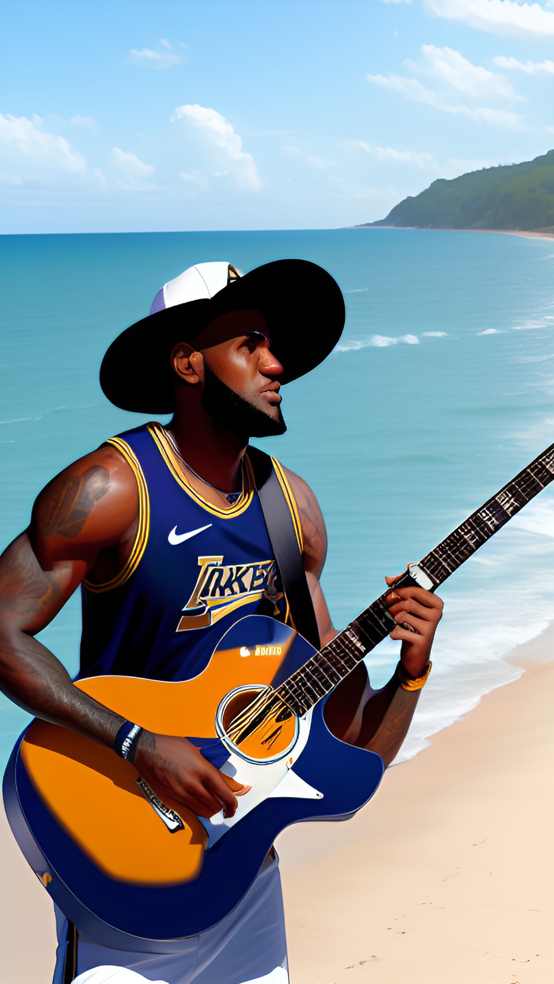 lebron playing the guitar at the beach preview