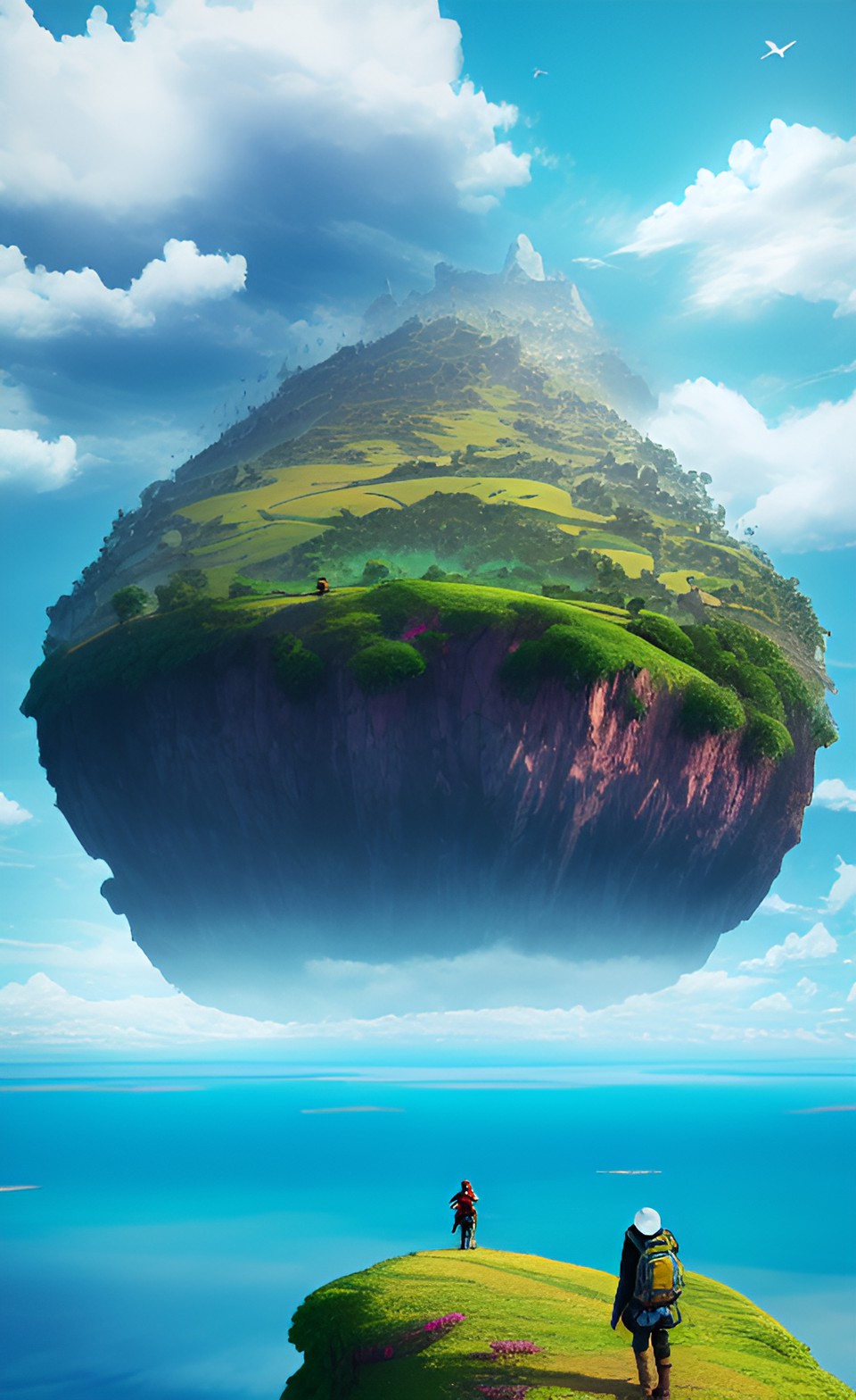 The World Seed - an adventurer looking at a cloudy horizon full of floating islands preview