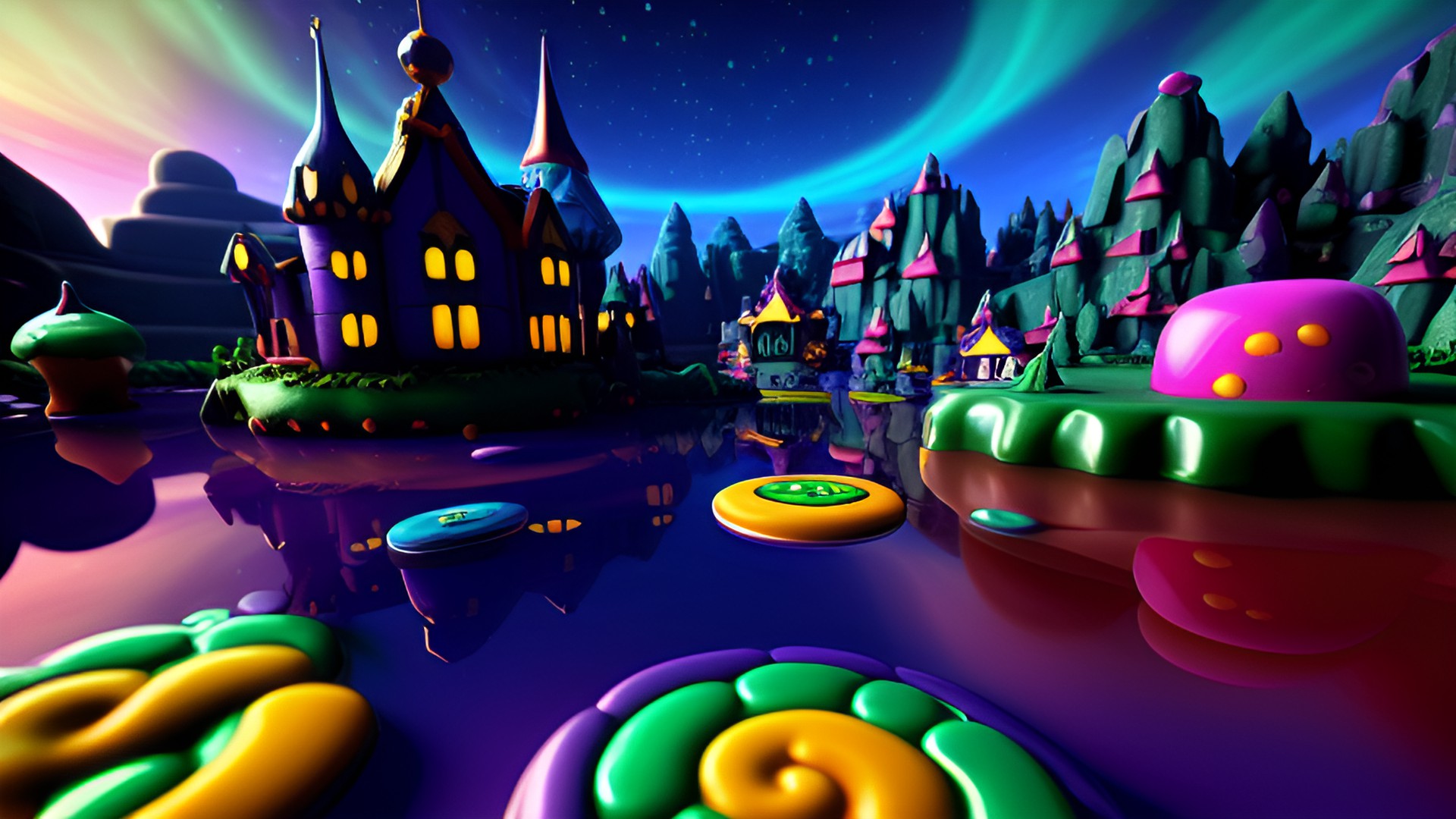 the kingdom of wax, a gloopy, softly glowing place ruled by a gumdrop monarch. the terrain is tacky and dangerous, with strange creatures lurking in the liquid wax. 8k preview