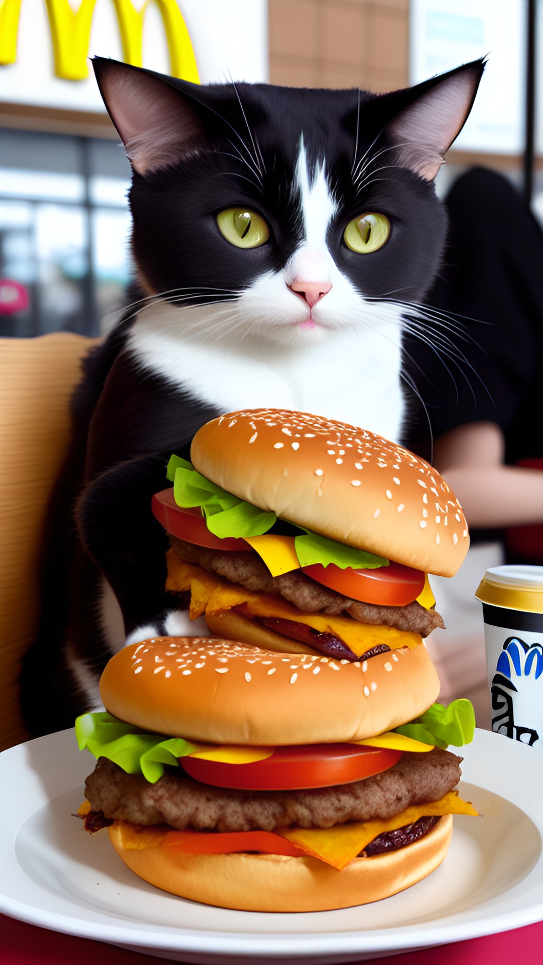 mc gato - gato  comiendo hamburguesa en macdonalds preview