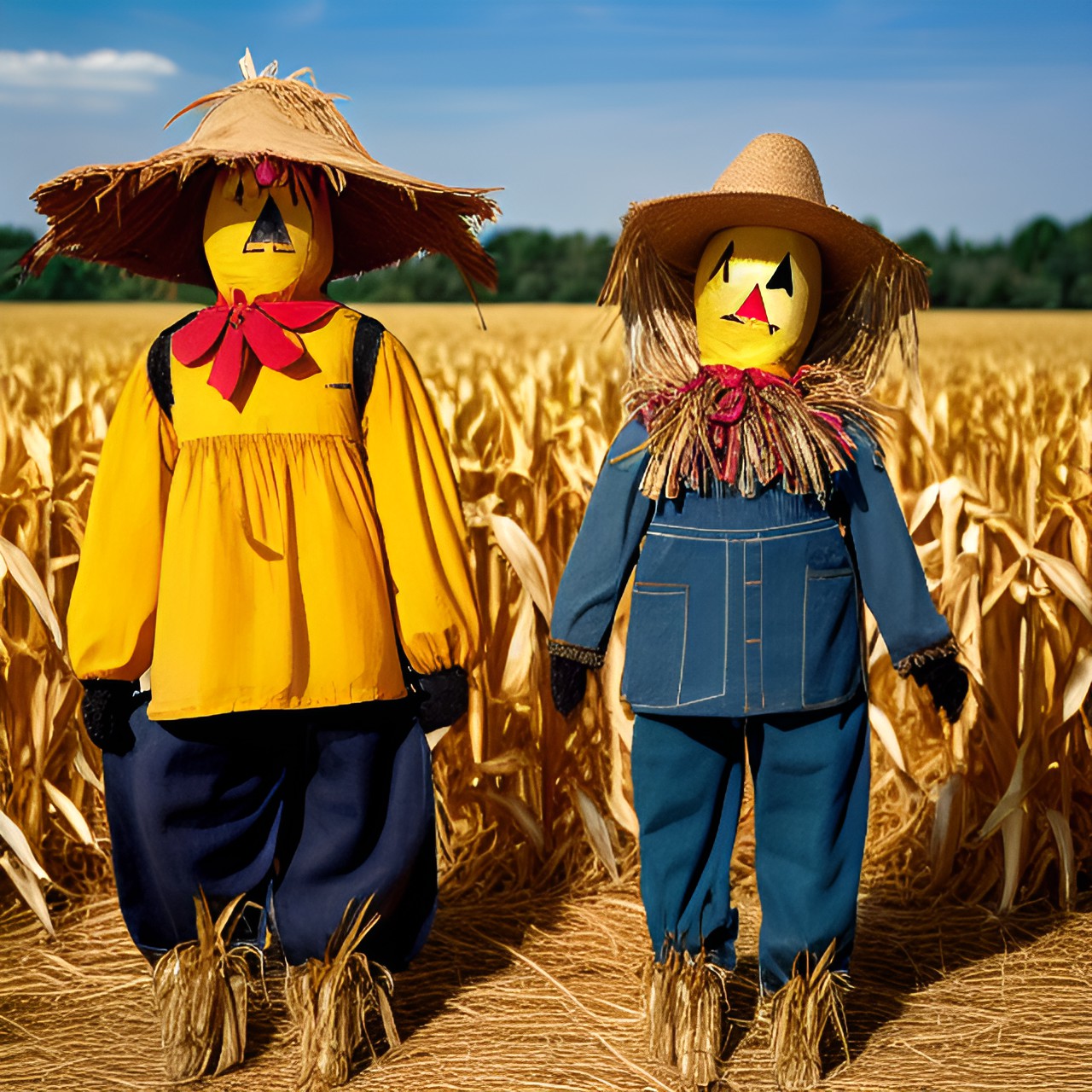 scarecrows in cornfield preview