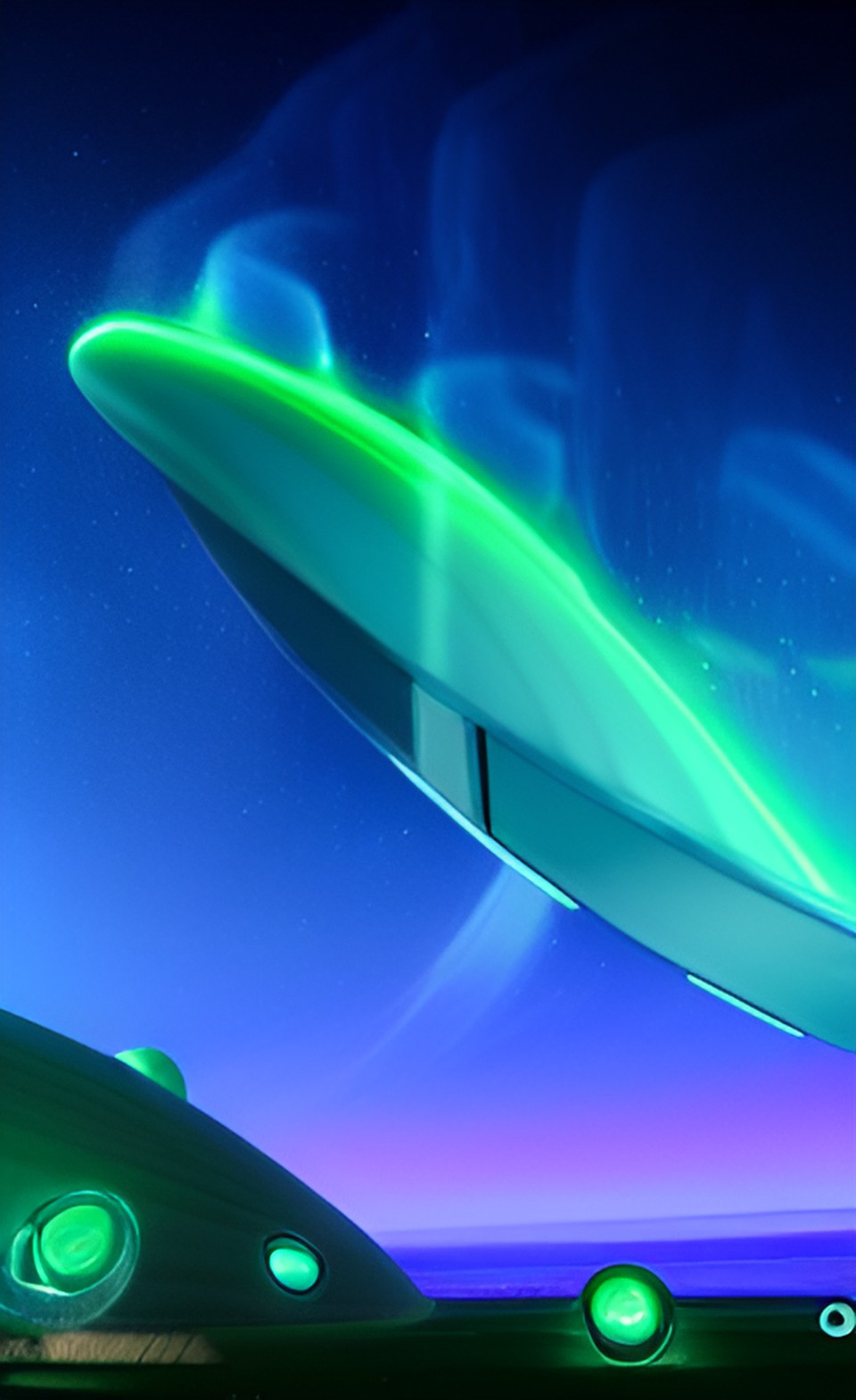 logan background concept - techno indigo galaxy with neon green nebula cloud preview