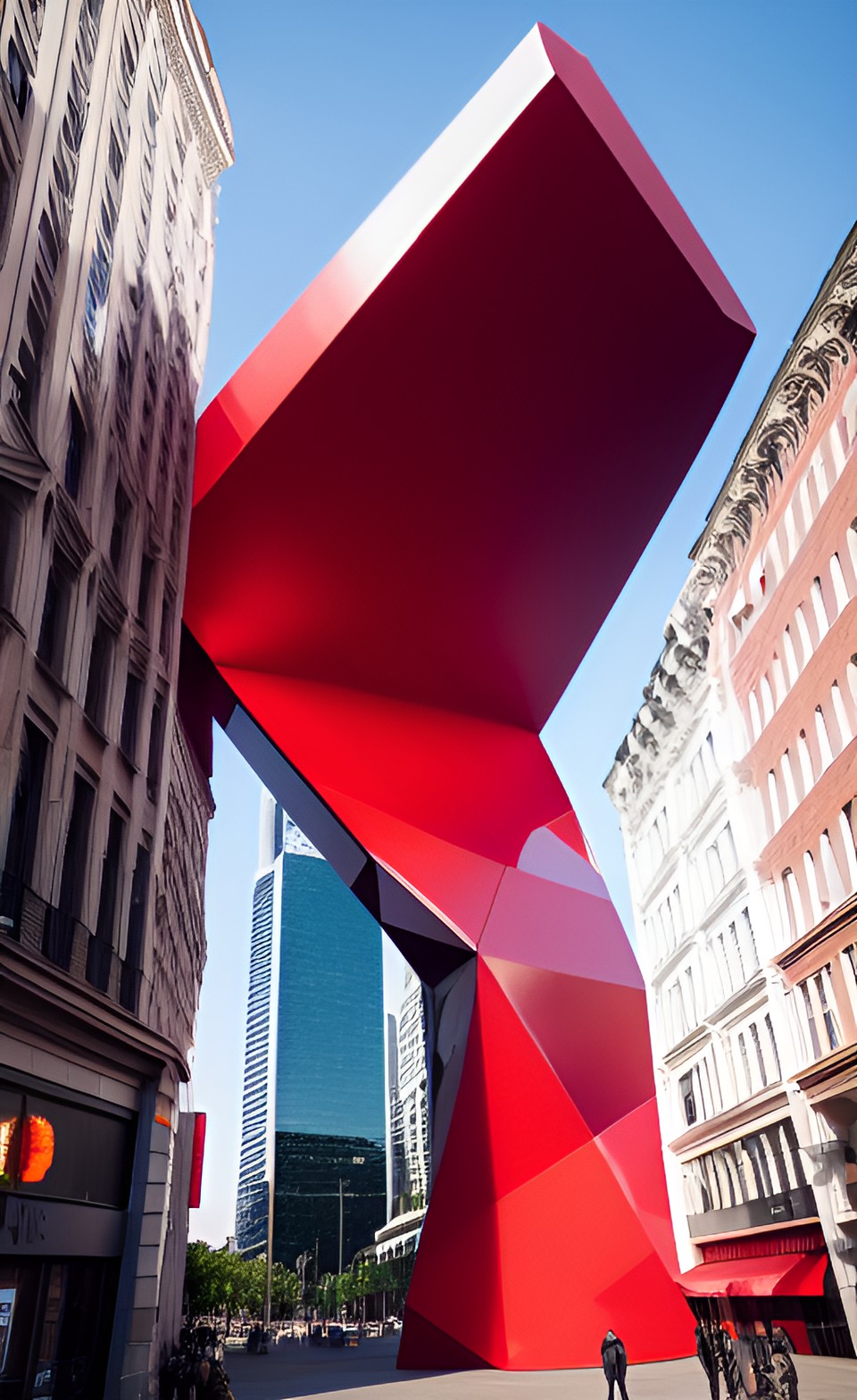 Red sculpture - giant red geometric sculpture in the middle of the city preview