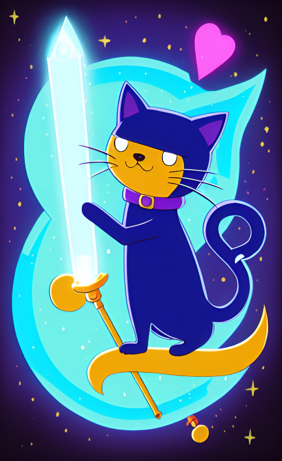 cat with a magic staff, adventure time style preview