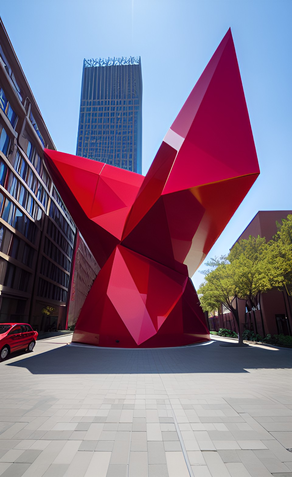 Red sculpture - giant red geometric sculpture downtown preview