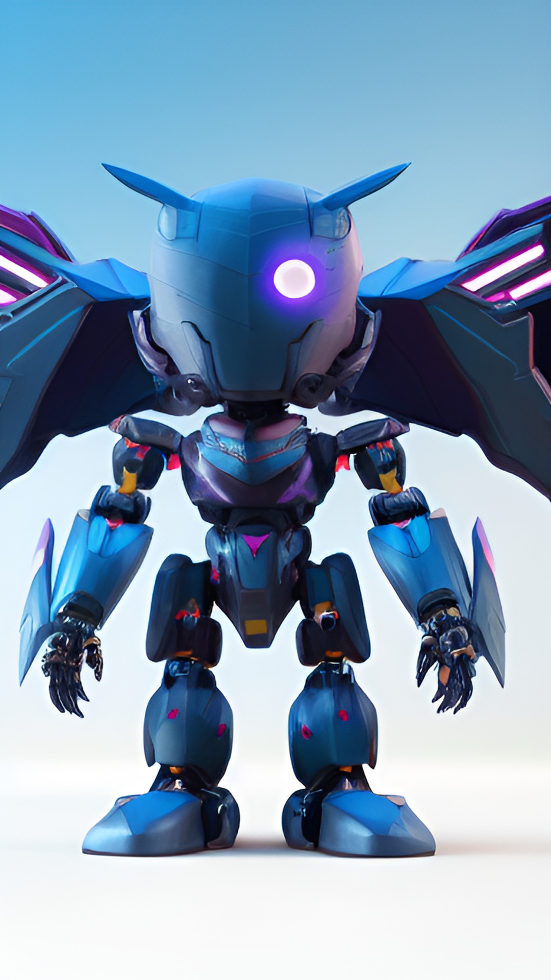 humanoid mecha with wings and swords preview