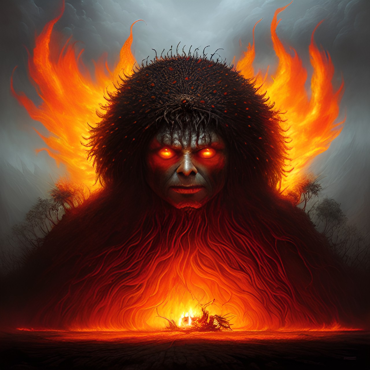 lord of the flies emerges from a fiery portal. preview