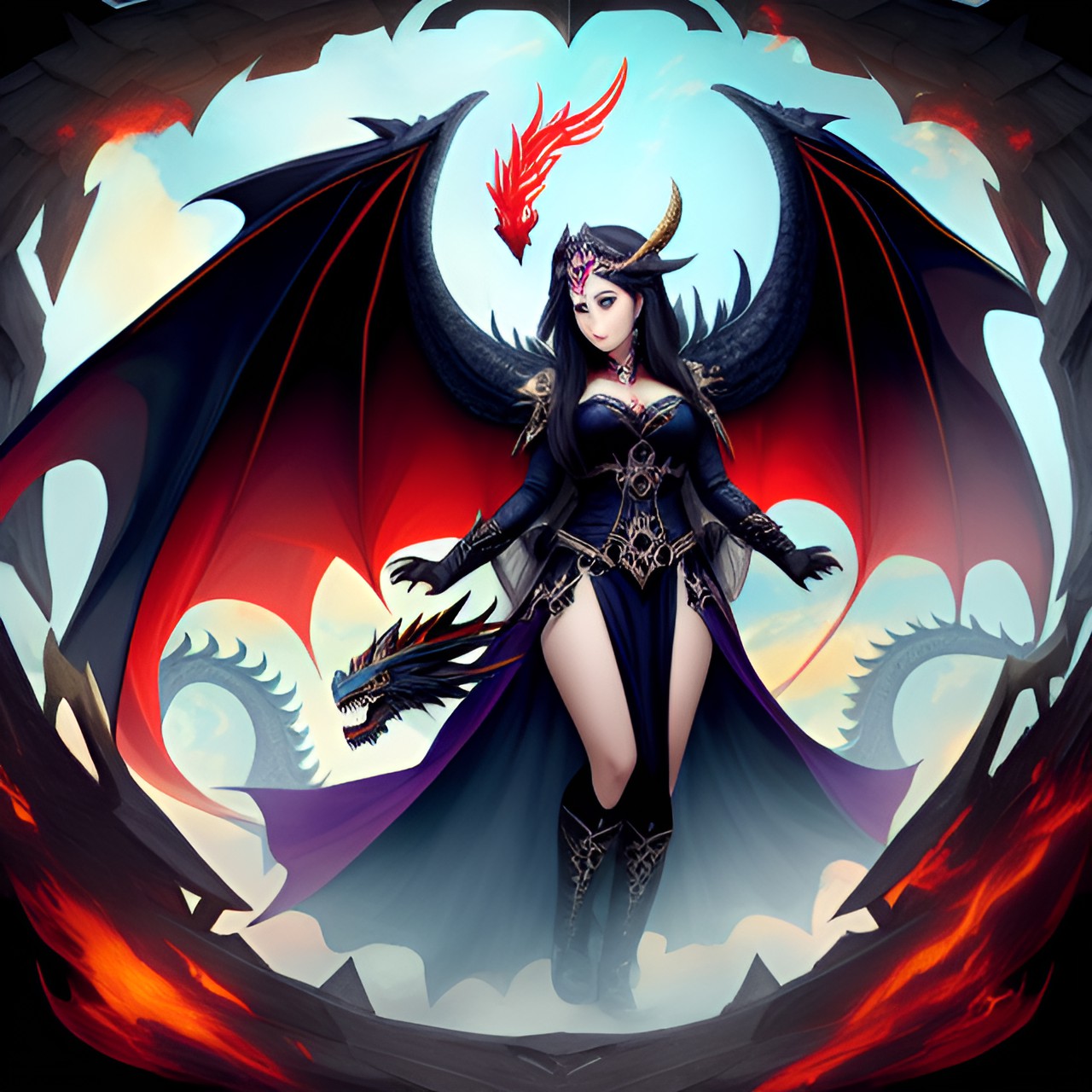 me as a godess - goddess of death and dragons with dragon wings preview