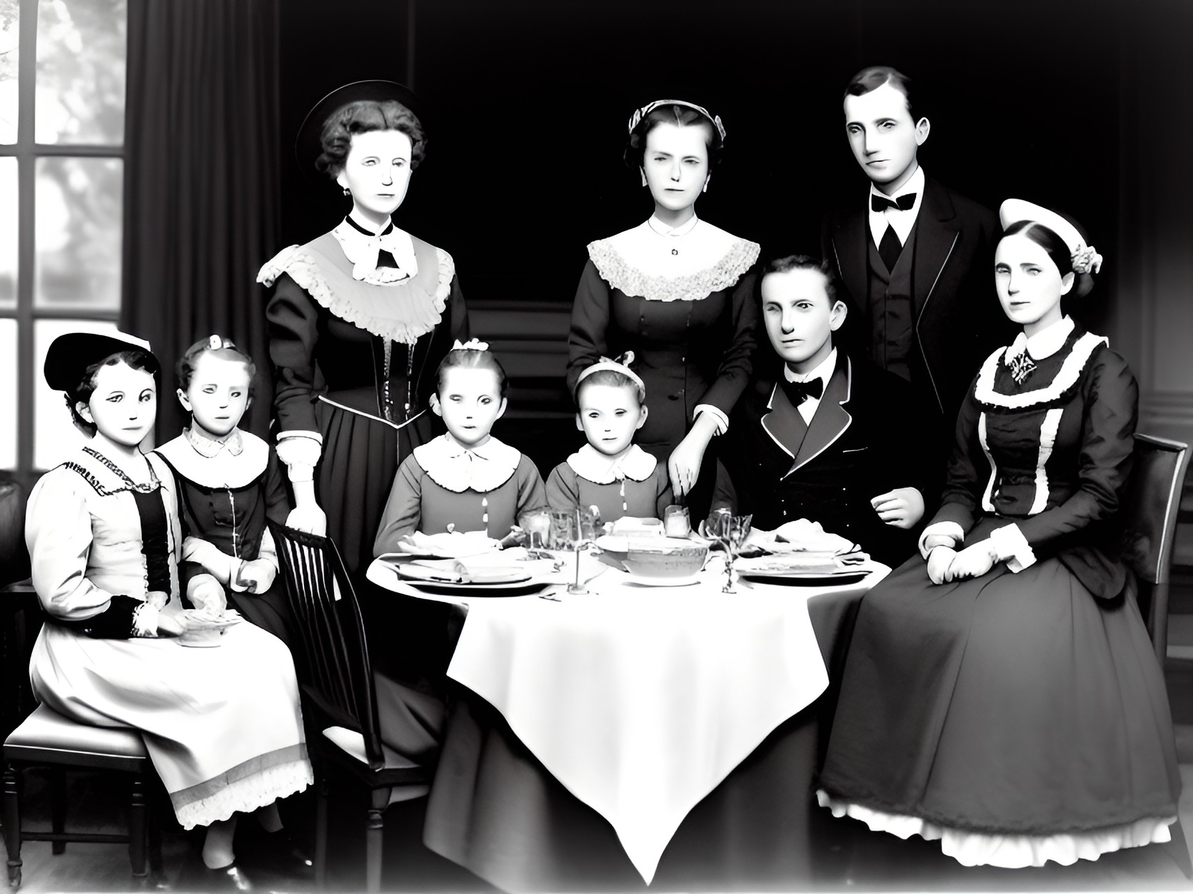 beatrix antoinette wainwright and family gather for dinner at the country manor house. preview