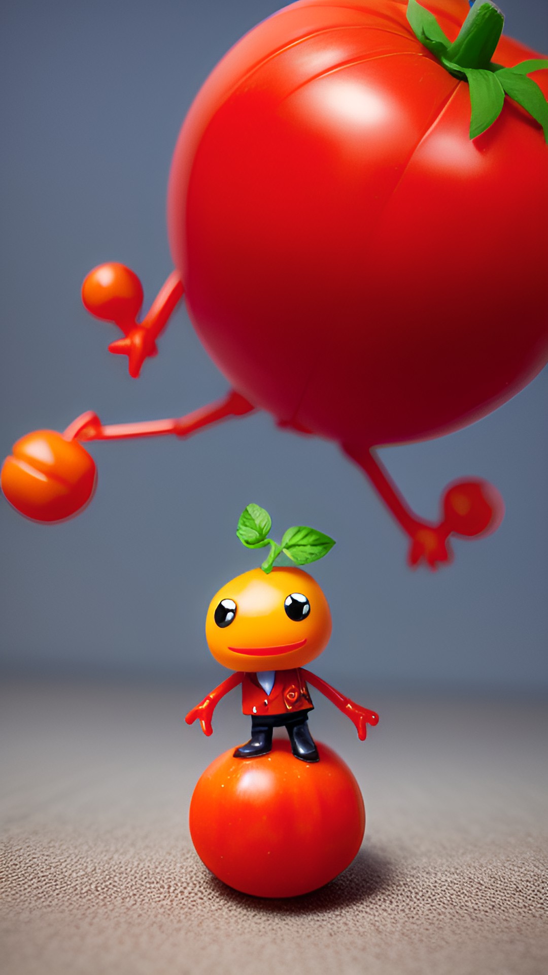 a tomato on two legs and two arms in a suit preview