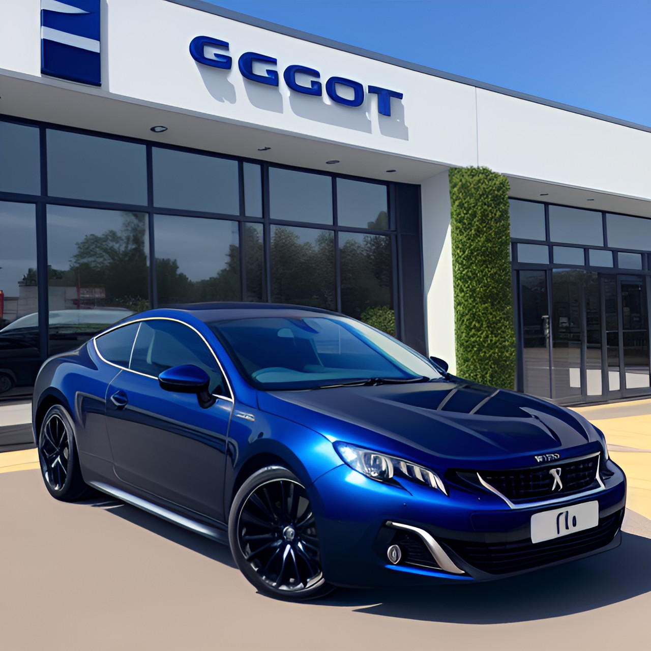 luxury elegance gt peugeot coupe with daytime running led lights, matte cobalt blue satin coat preview