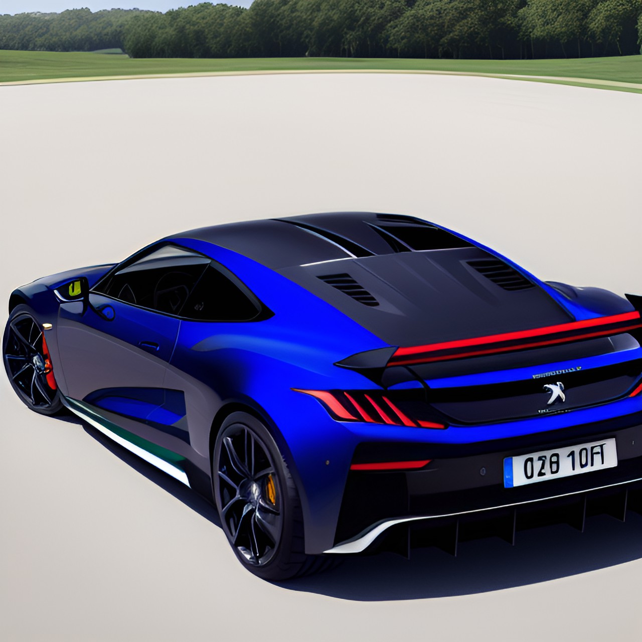 peugeot luxury supercar, navy blue preview