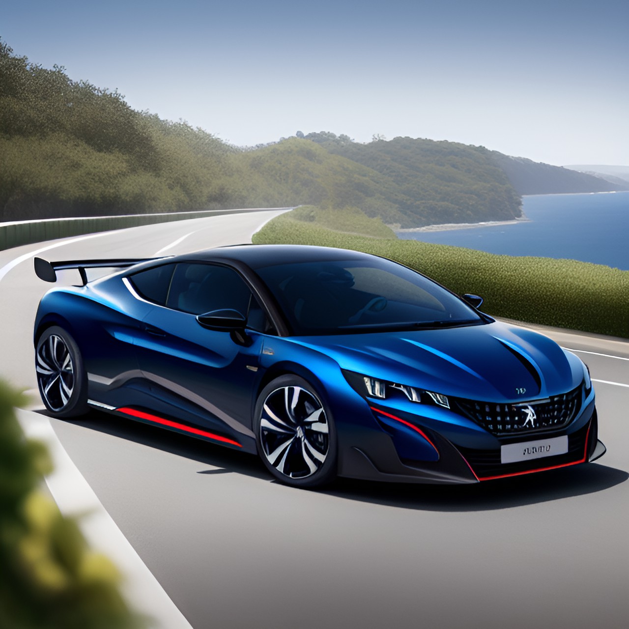 peugeot luxury supercar, navy blue preview