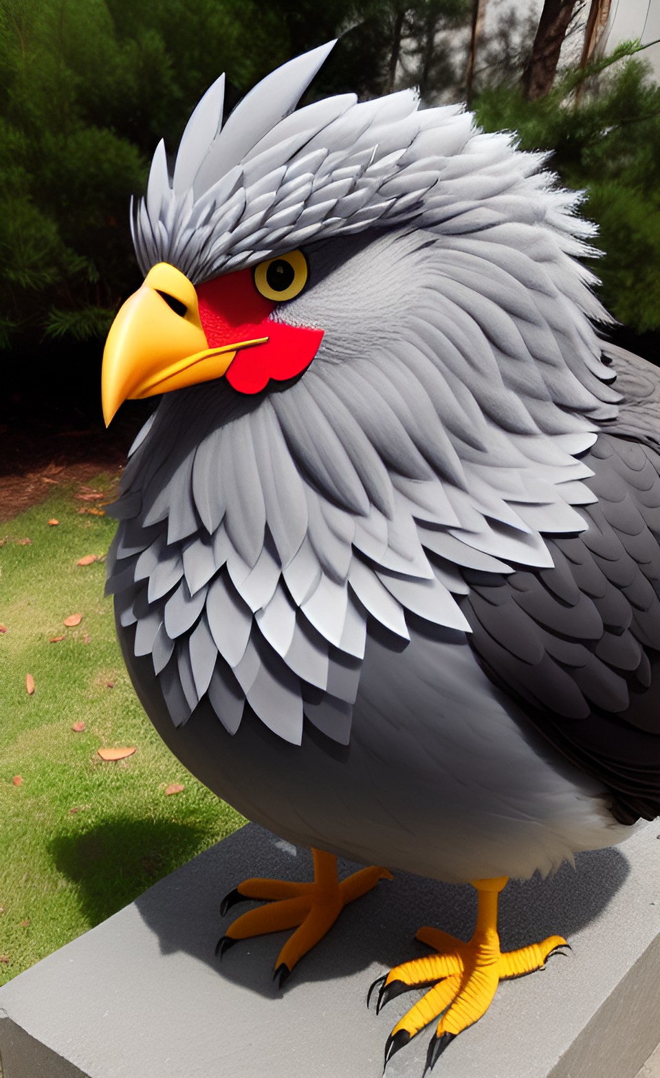 Merlin's Beard (a Terrarca chicken breed) - a large gray chicken with a long gray beard preview