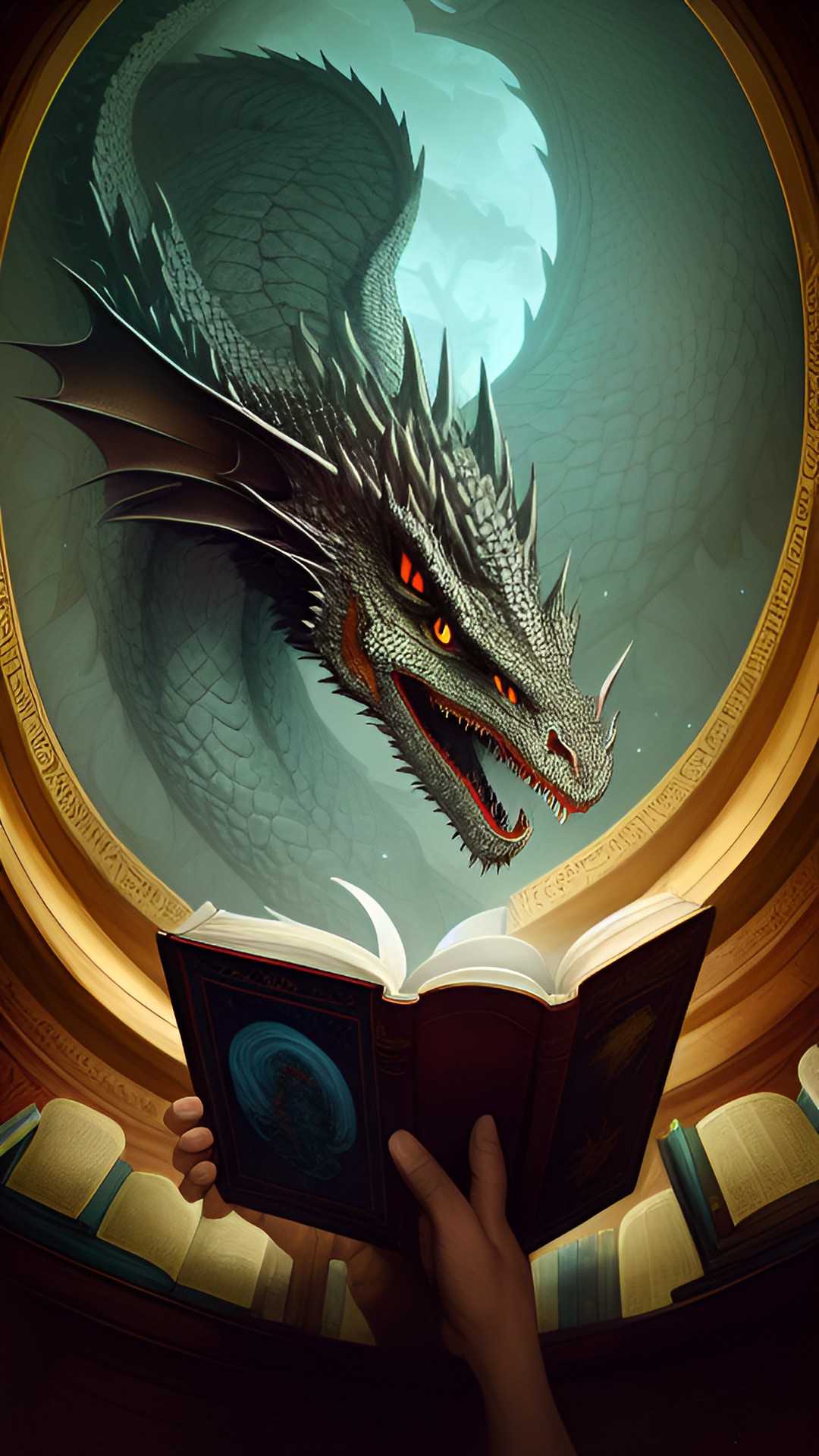 Six Eyed Dragon - a dragon reading a book preview