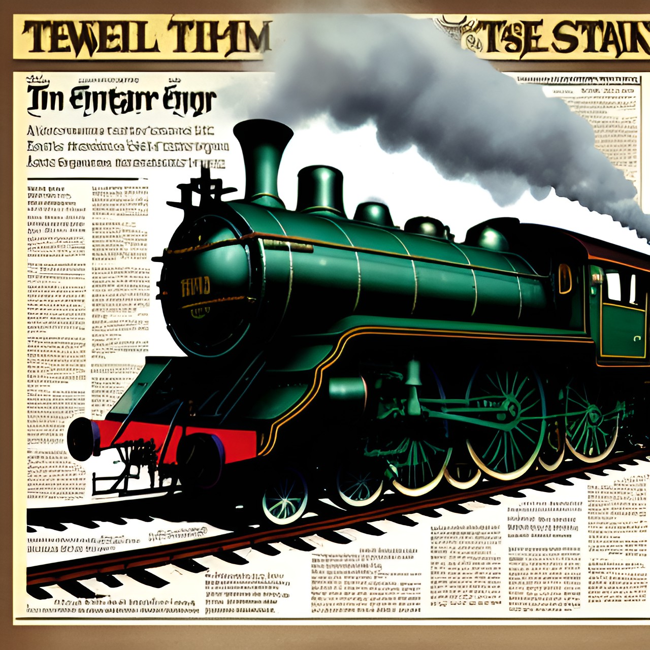 steam punk train, newspaper preview