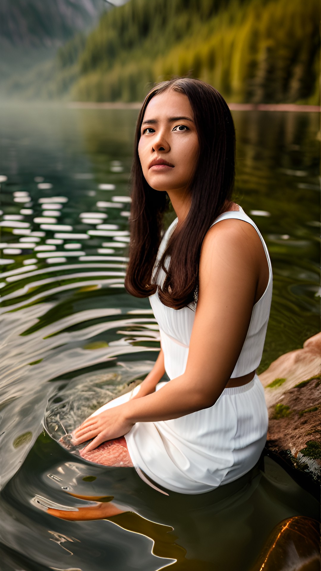 Woman in a lake 2 - a woman in a lake, ultra realistic, cinematic light, ultra detailed, 8k, --v 5 preview