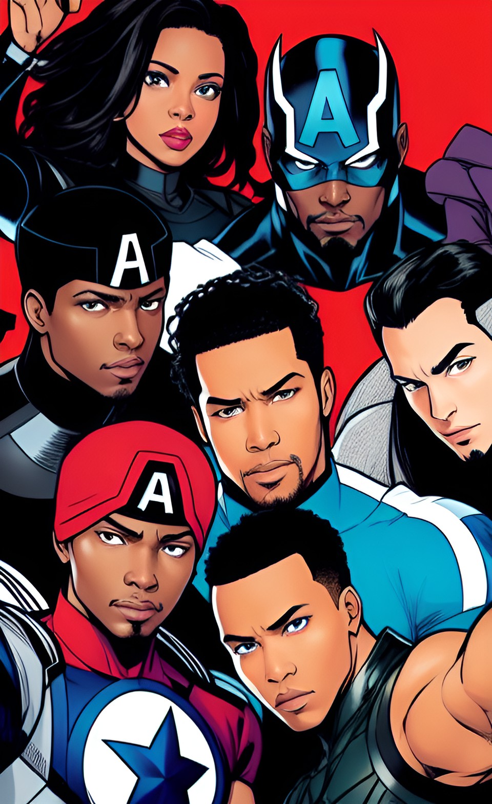 black avengers group selfie preview