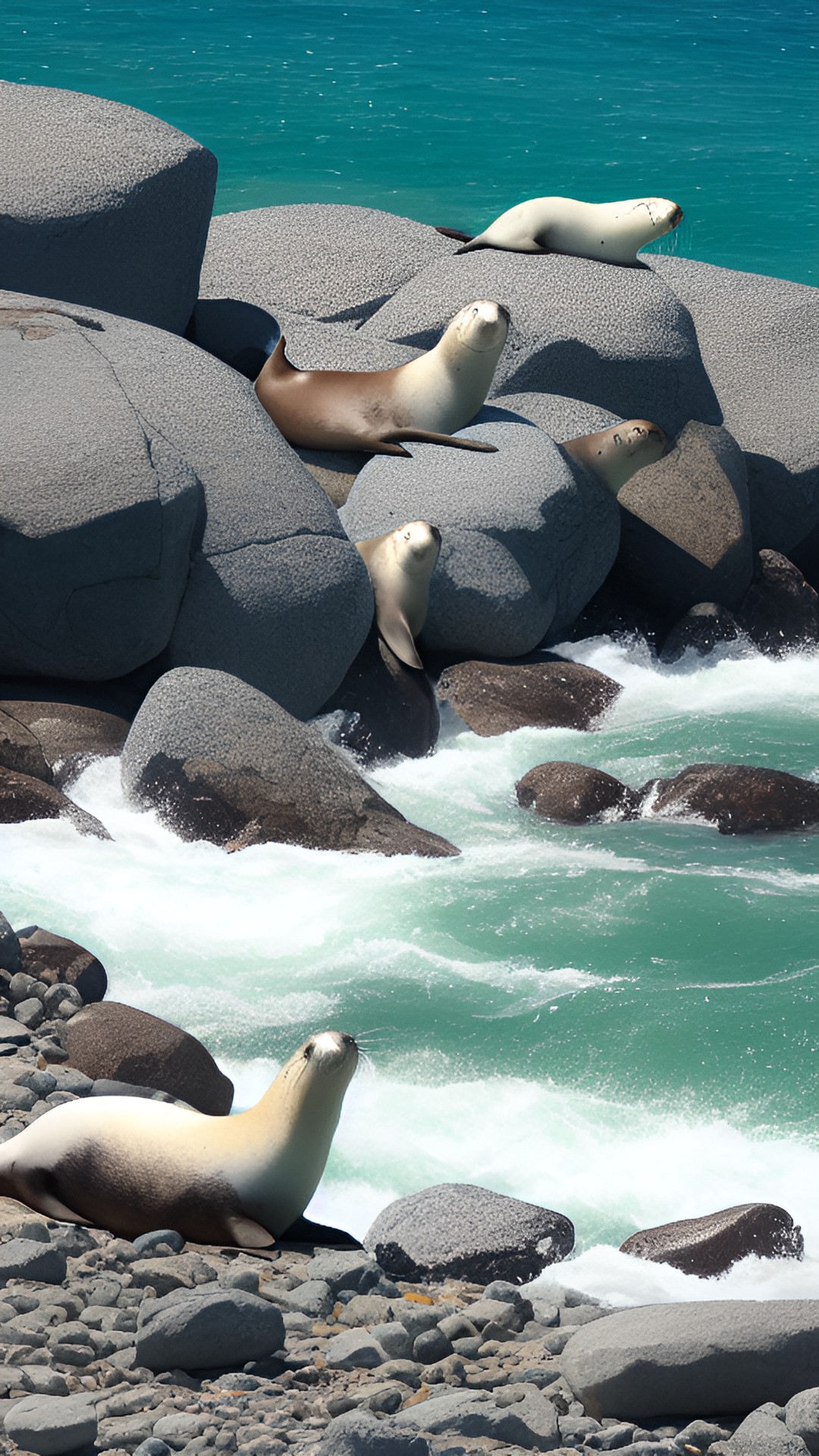 seals breaking a rock preview