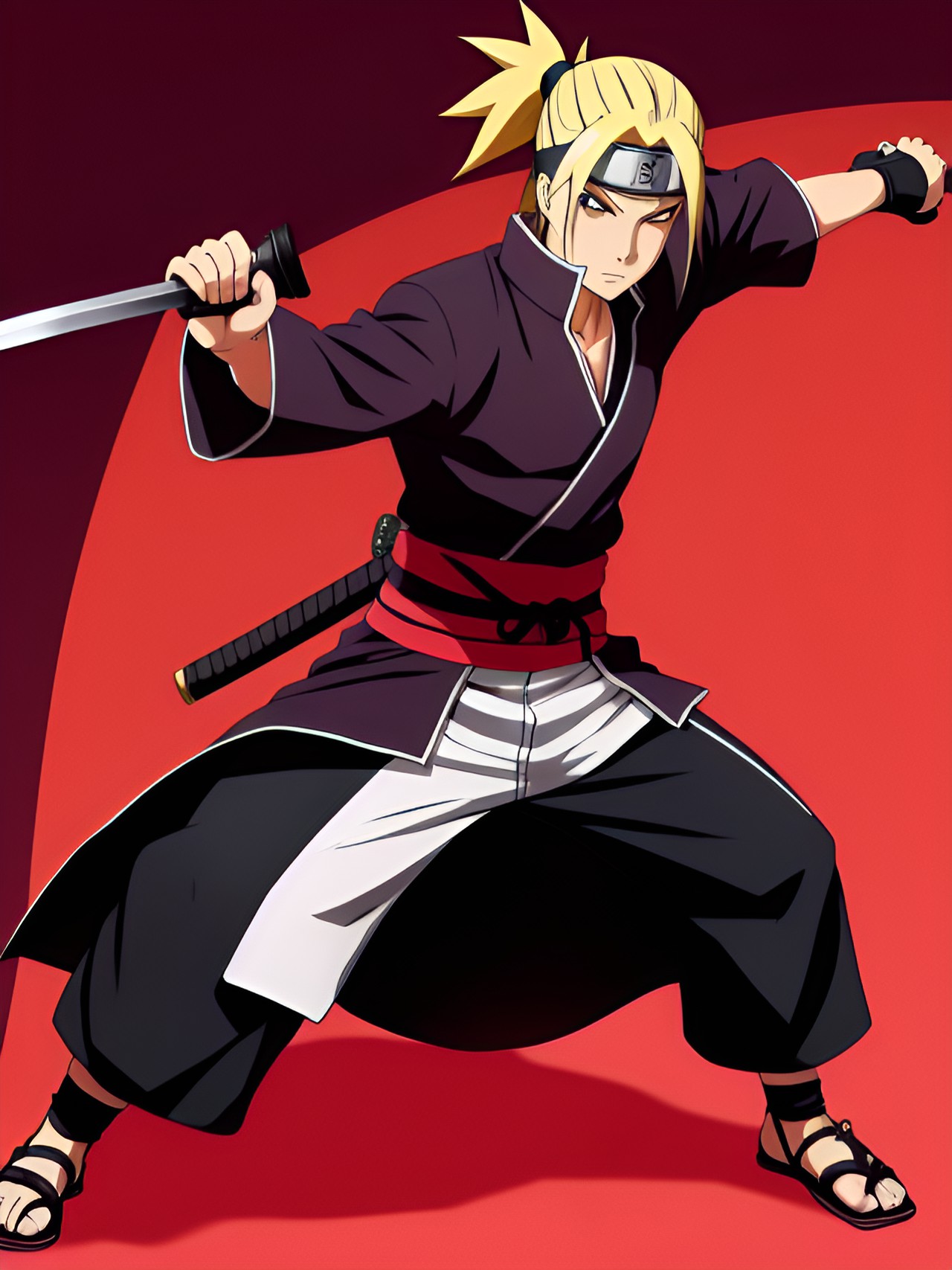 male anime character with a blond ponytail hairstyle and a katana in a naruto style preview