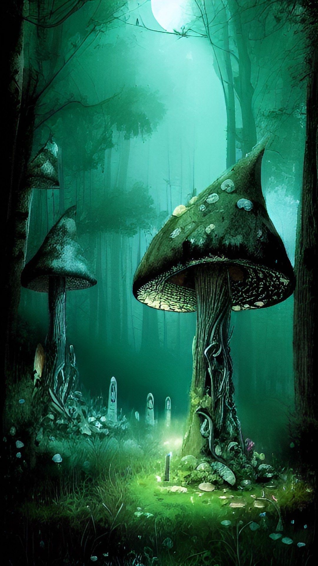 Fairy Graveyard - mushroom cemetery fairies acid neon magic eerie unsettling preview