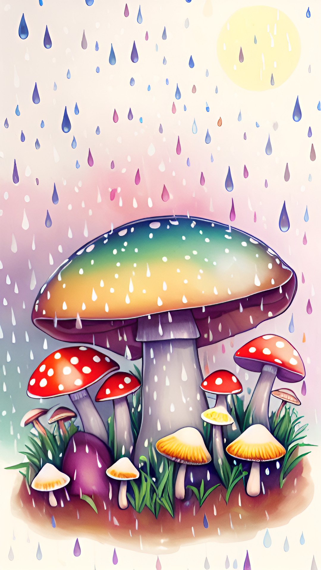 mushrooms in rain preview