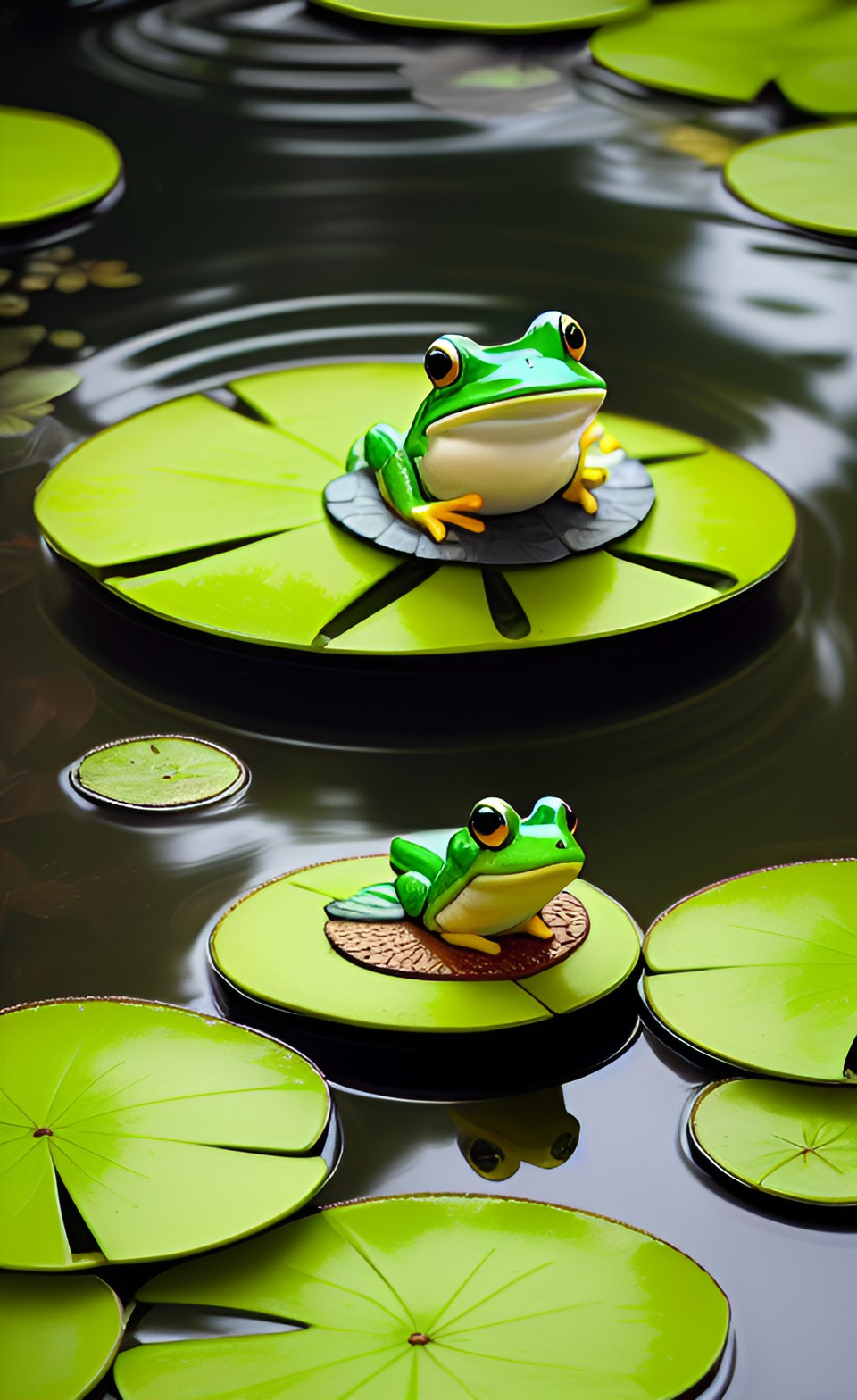 frog soulmates on a little lily pad in a quiet pond preview