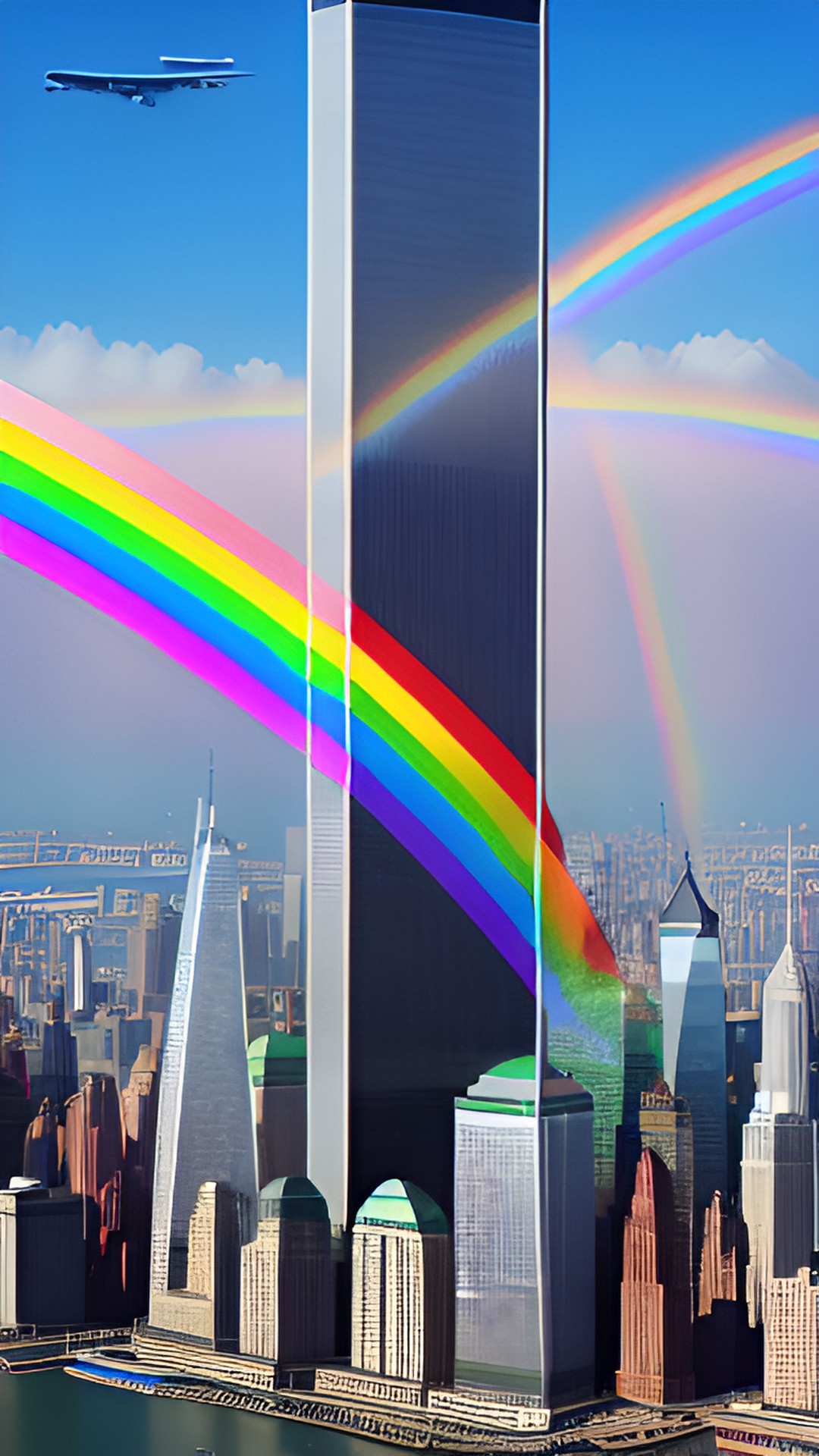 9/11 with sunshine and rainbows in the background preview